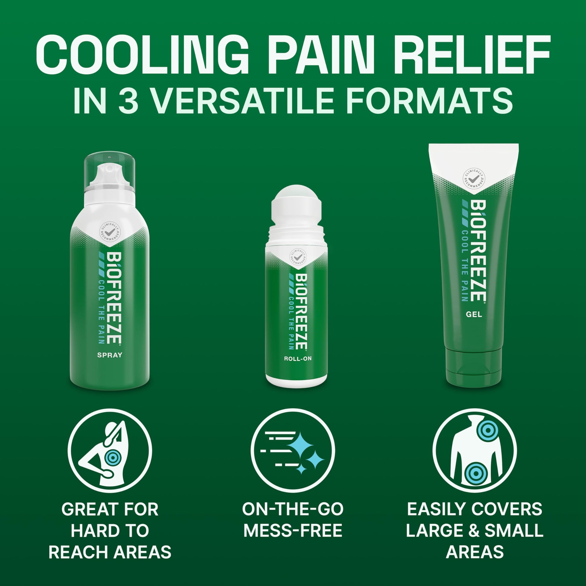 Biofreeze Spray, Gel, & Roll-On Pain Relief Variety Pack, Muscle Pain Relief, Arthritis Pain Reliver, Neck Pain Relief, Cooling Menthol Joint Pain Relief, 3 Fl Oz Spray, 3 Fl Oz Gel, 2.5 Fl Oz Roll On Biofreeze uk supplements