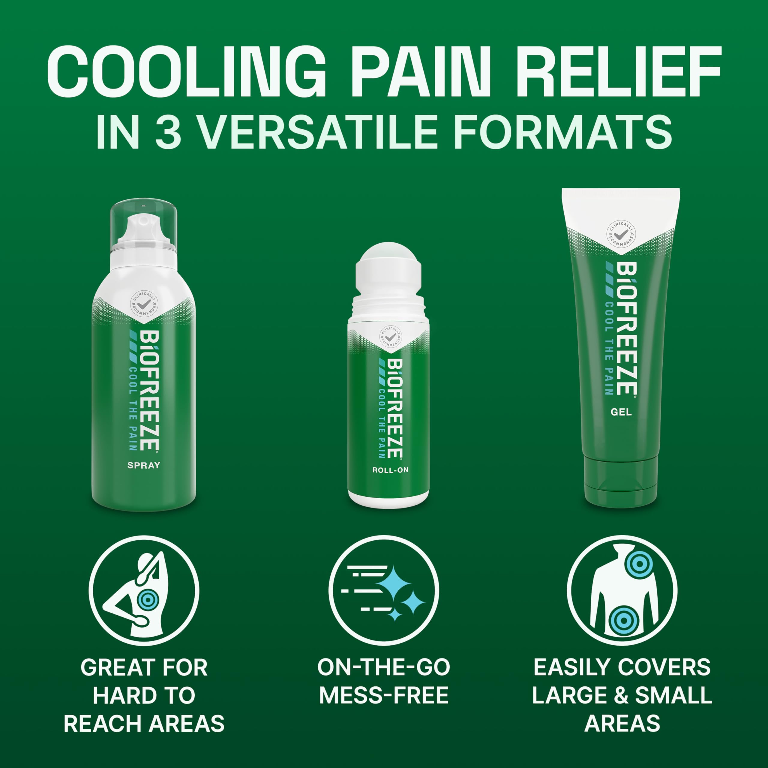 Biofreeze Spray, Gel, & Roll-On Pain Relief Variety Pack, Muscle Pain Relief, Arthritis Pain Reliver, Neck Pain Relief, Cooling Menthol Joint Pain Relief, 3 Fl Oz Spray, 3 Fl Oz Gel, 2.5 Fl Oz Roll On Biofreeze uk supplements