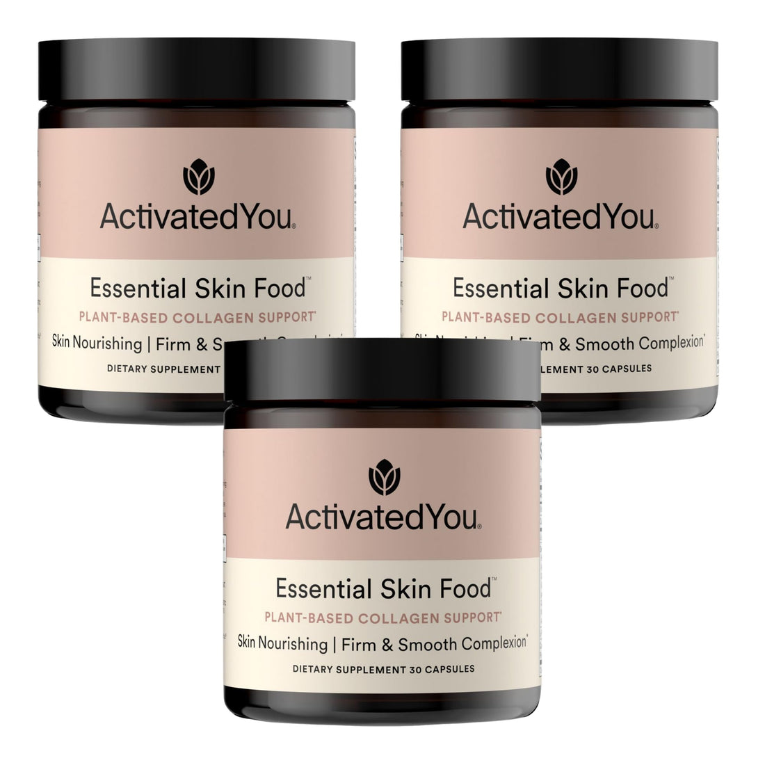 ACTIVATEDYOU Essential Skin Food, Advanced Skincare Collagen Elastin Support Supplement for Aging Skin, Helps Improve Appearance of Face Texture, Sagging w/Dermaval, Vitamin C (30 Count (Pack of 3)) ACTIVATEDYOU uk supplements