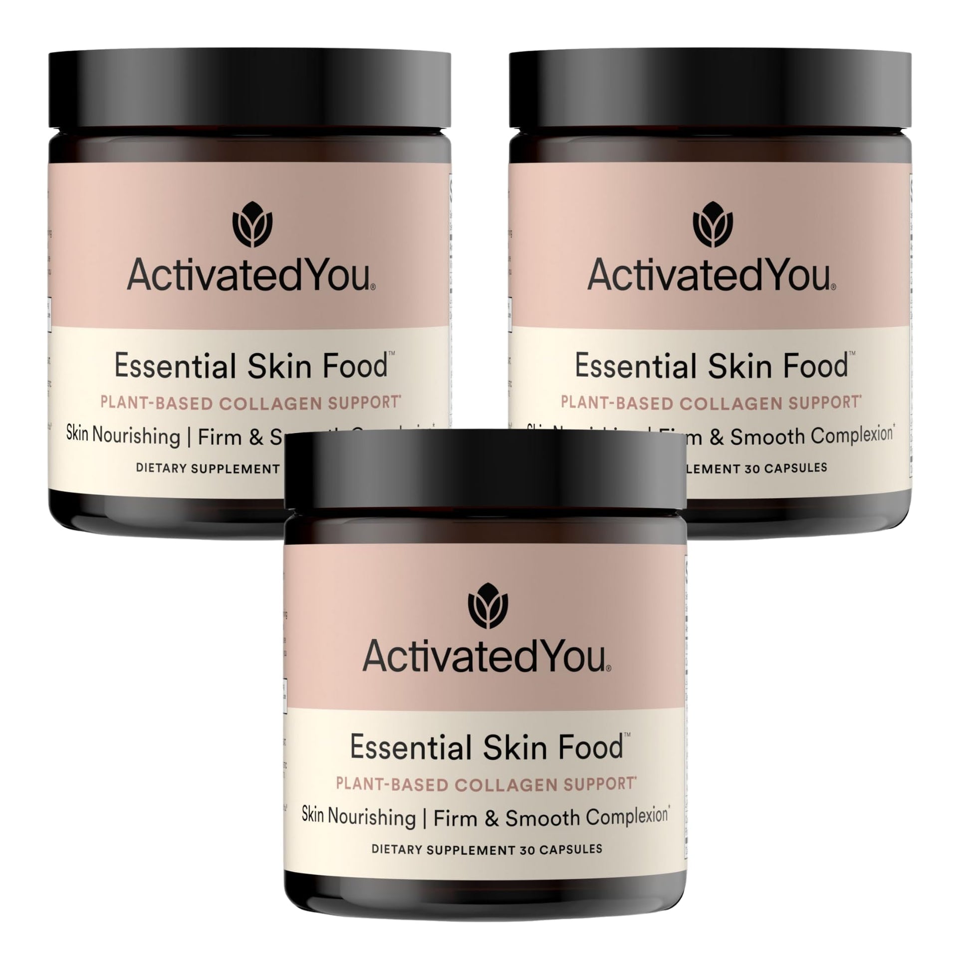 ACTIVATEDYOU Essential Skin Food, Advanced Skincare Collagen Elastin Support Supplement for Aging Skin, Helps Improve Appearance of Face Texture, Sagging w/Dermaval, Vitamin C (30 Count (Pack of 3)) ACTIVATEDYOU uk supplements
