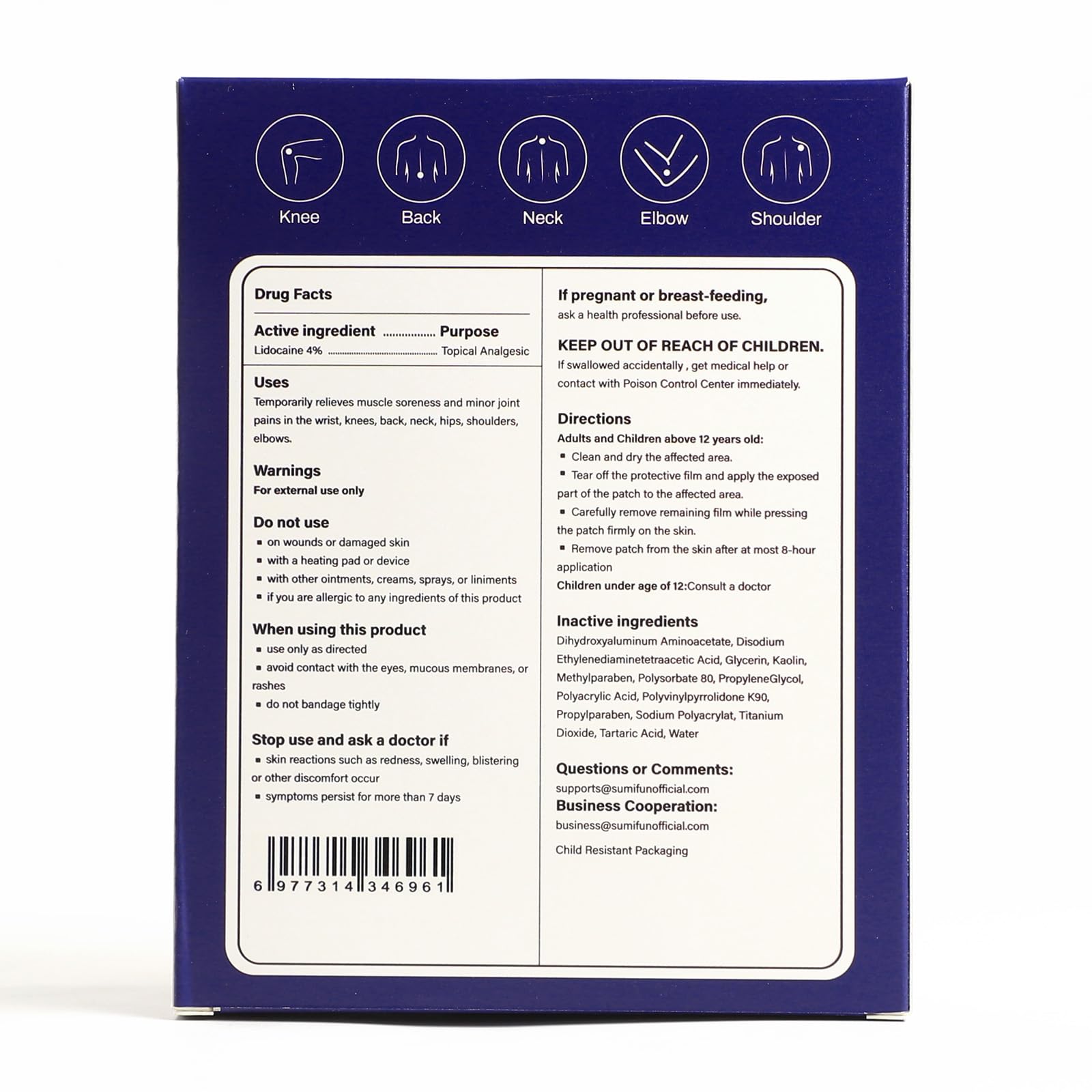 Sumifun 4% Lidocaine Patches Maximum Strength - Pain Relieving Gel Patch for Muscle Soreness, Back Ache, Knee, Neck & Joint Pains - Topical Analgesic (Large, Count, 17) Sumifun uk supplements