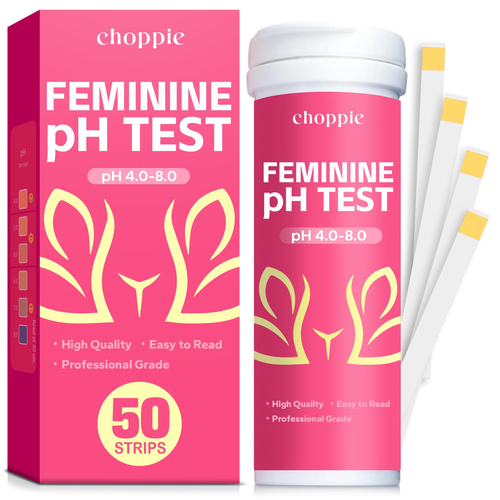 Choppie Vaginal Health pH Test Strips (50 Strips), pH Balance Test Strips for Women, Vaginal pH Test Strips Choppie uk supplements