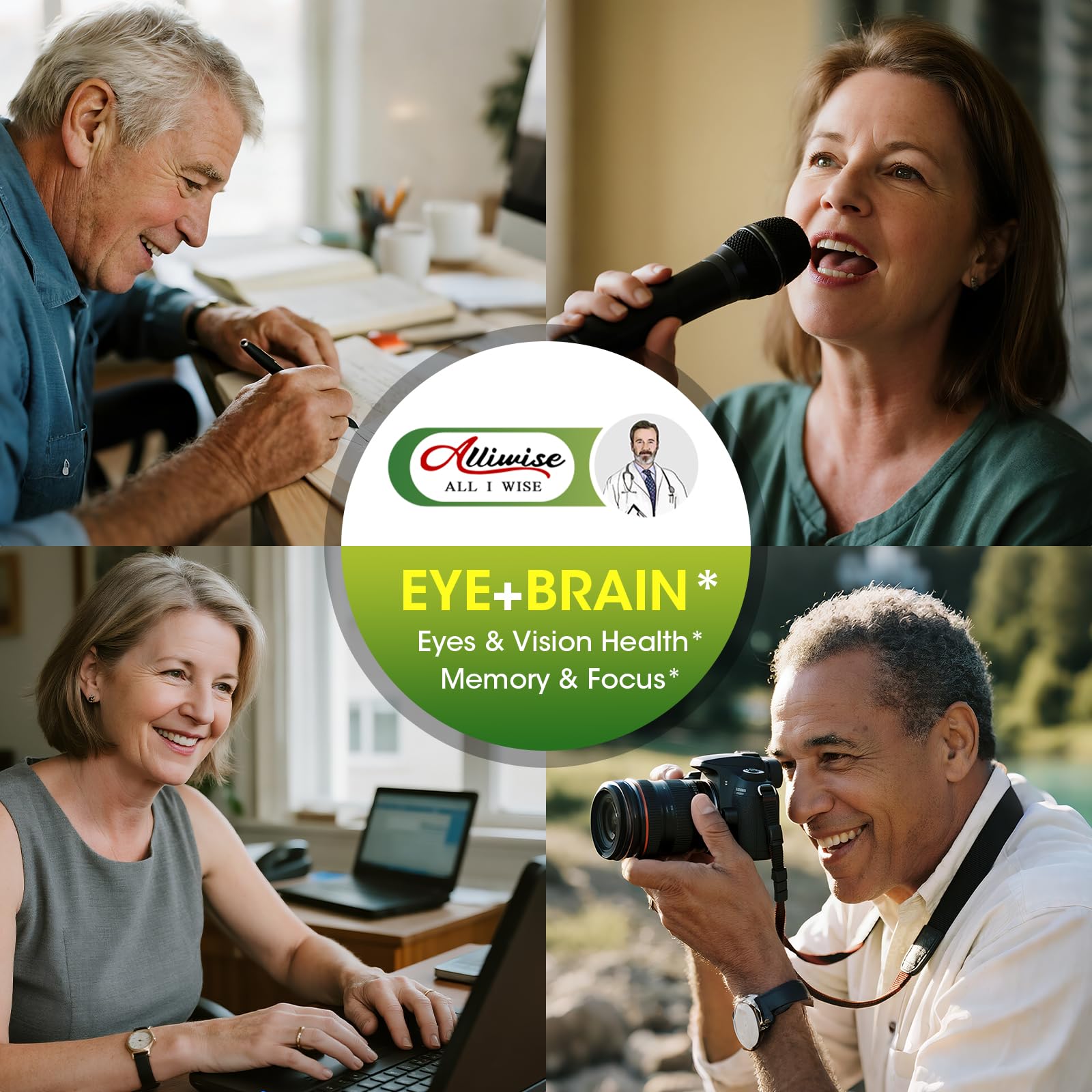 Eye + Brain Supplements for Memory and Focus, Lutein 40mg, Zeaxanthin, Astaxanthin, Bilberry, Lion’s Mane, Bacopa Monnieri, Ginkgo Biloba, 14 in 1 Eye Vitamins for Adults & Seniors 120 Capsules Alliwise uk supplements
