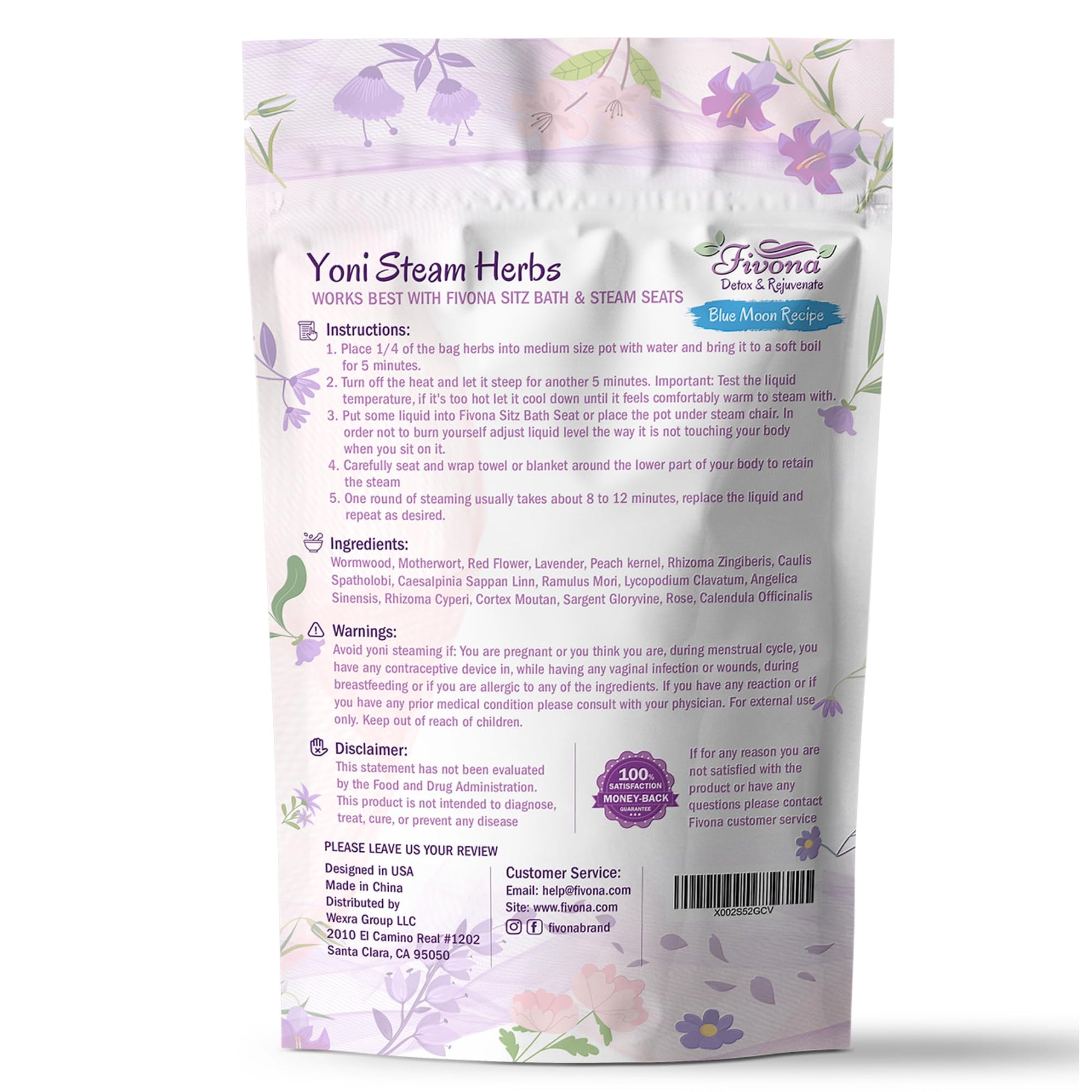 FIVONA Yoni Steaming Herbs - For Feminine Use And Rituals - V-Detox, Cleanse, Wash, Odor Control FIVONA uk supplements