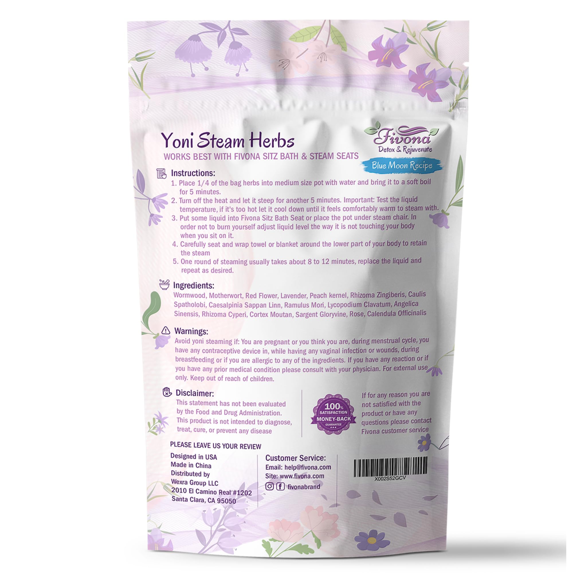 FIVONA Yoni Steaming Herbs - For Feminine Use And Rituals - V-Detox, Cleanse, Wash, Odor Control FIVONA uk supplements