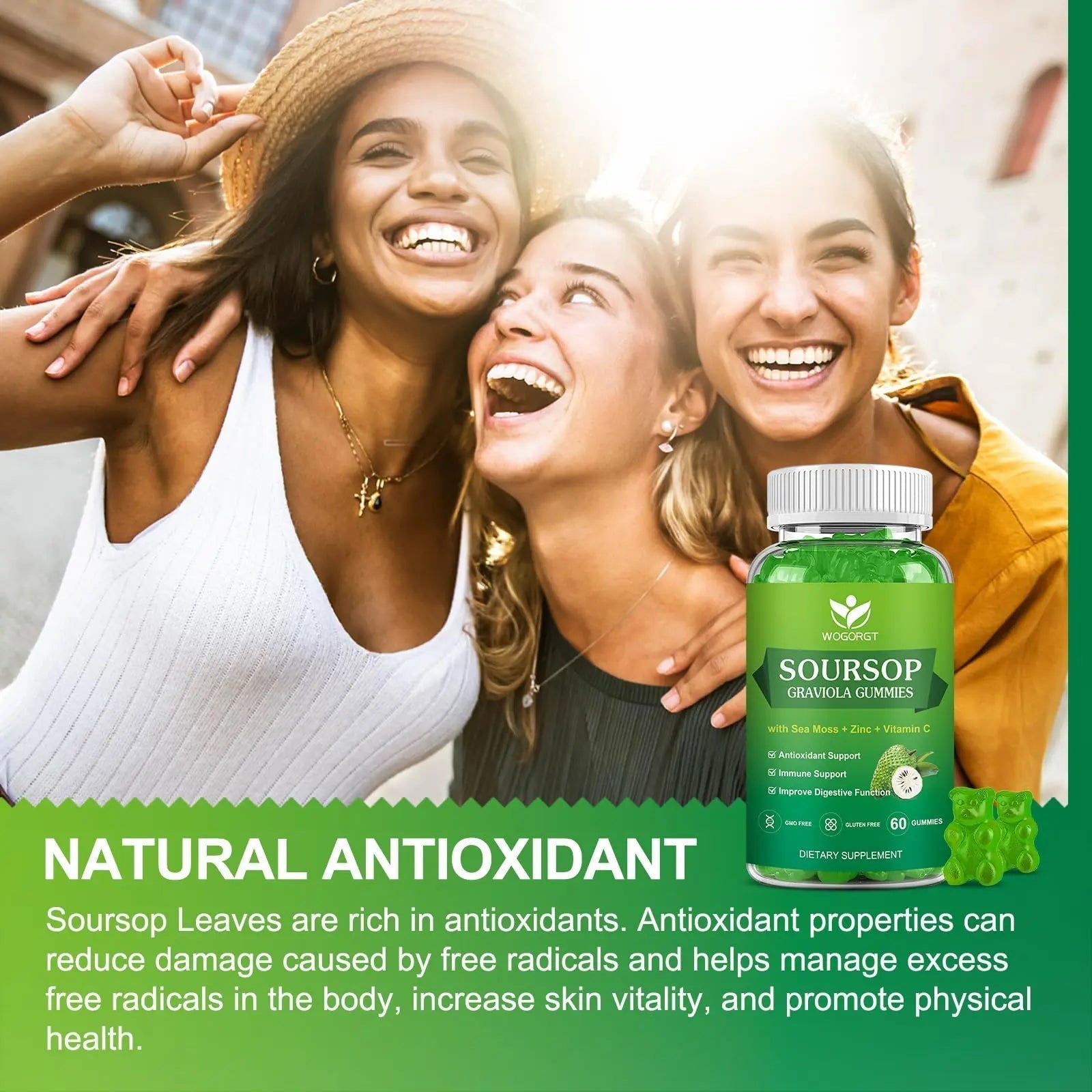 WOGORGT Soursop Graviola Gummies - Soursop Multivitamin Gummies with 200mg Sea Moss Extract for Antioxidant WOGORGT uk supplements