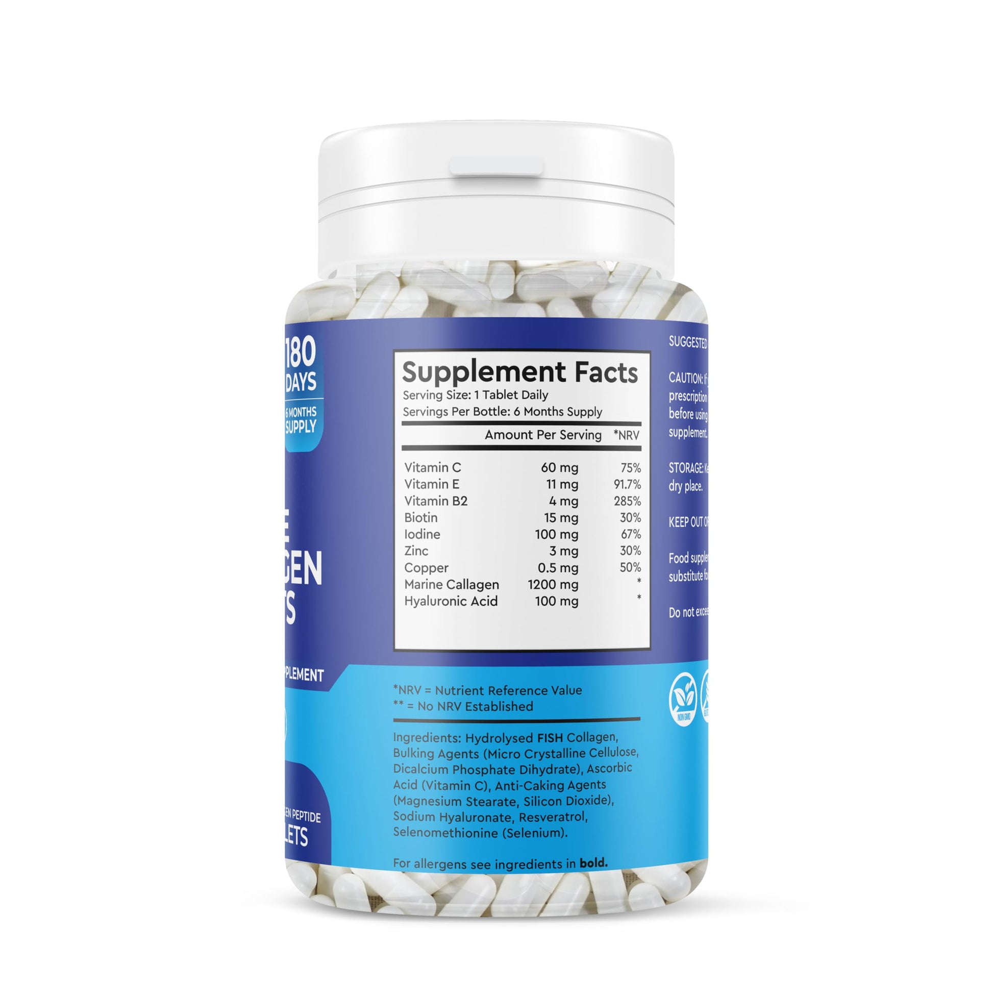 Marine Collagen Tablets 1200MG - 2400MG - 180 Days Supply Generic uk supplements
