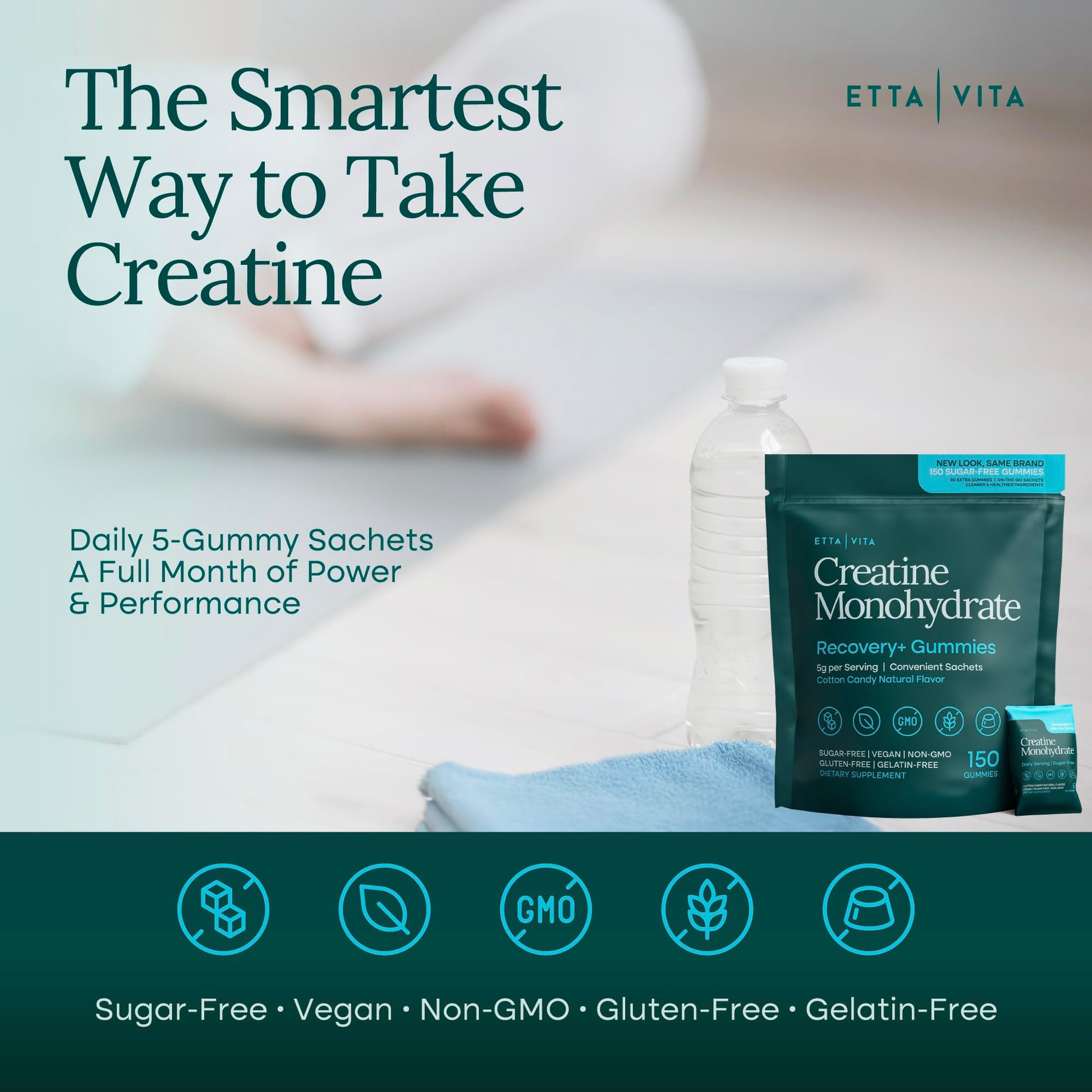 Sugar-Free Creatine Monohydrate Gummies (5g Per Packet) - Potent Creatine Gummies for Men & Women, Supplement for Muscle Support, Cognitive Function - Non-GMO, Gluten-Free, Mucuna Pruriens Etta Vita uk supplements