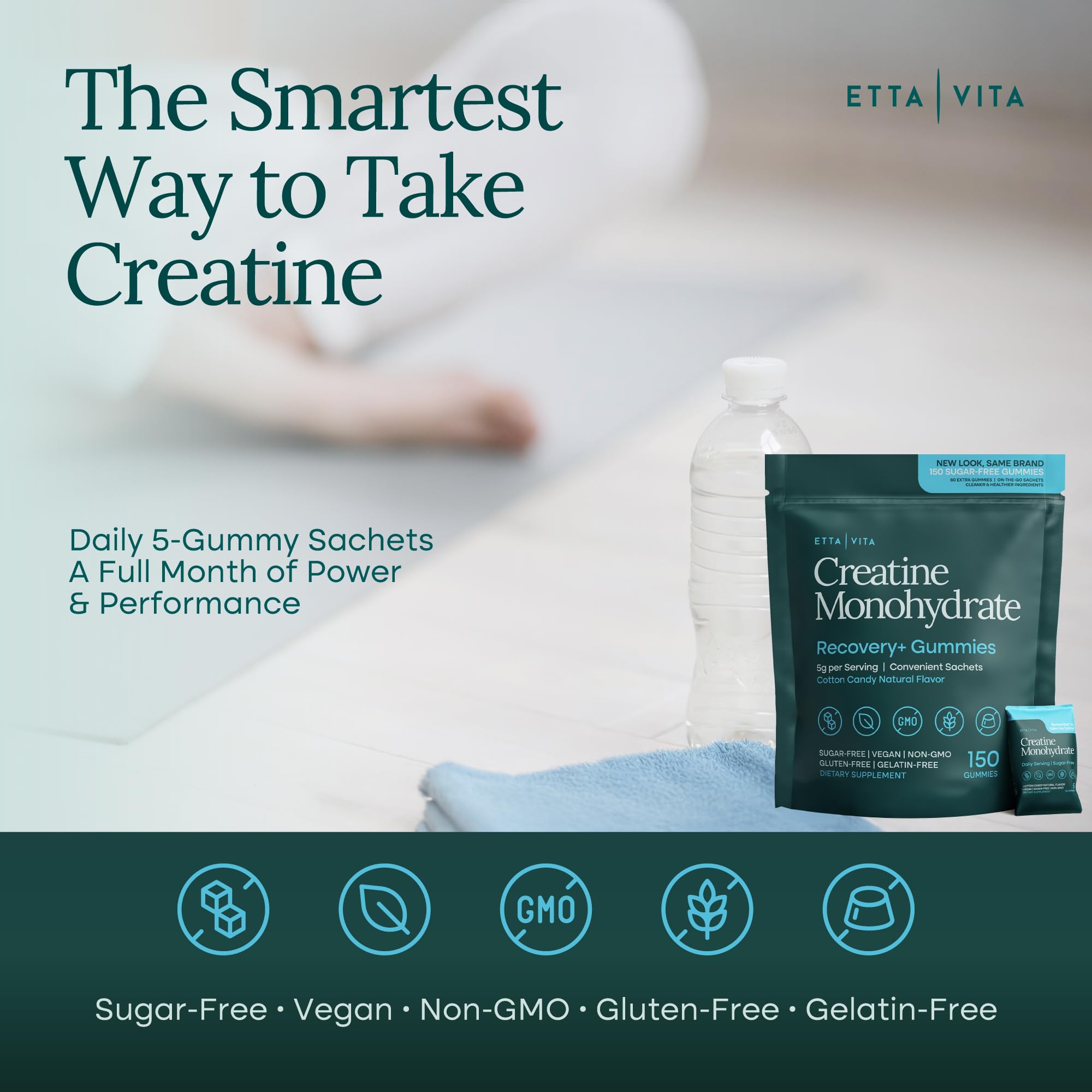Sugar-Free Creatine Monohydrate Gummies (5g Per Packet) - Potent Creatine Gummies for Men & Women, Supplement for Muscle Support, Cognitive Function - Non-GMO, Gluten-Free, Mucuna Pruriens Etta Vita uk supplements