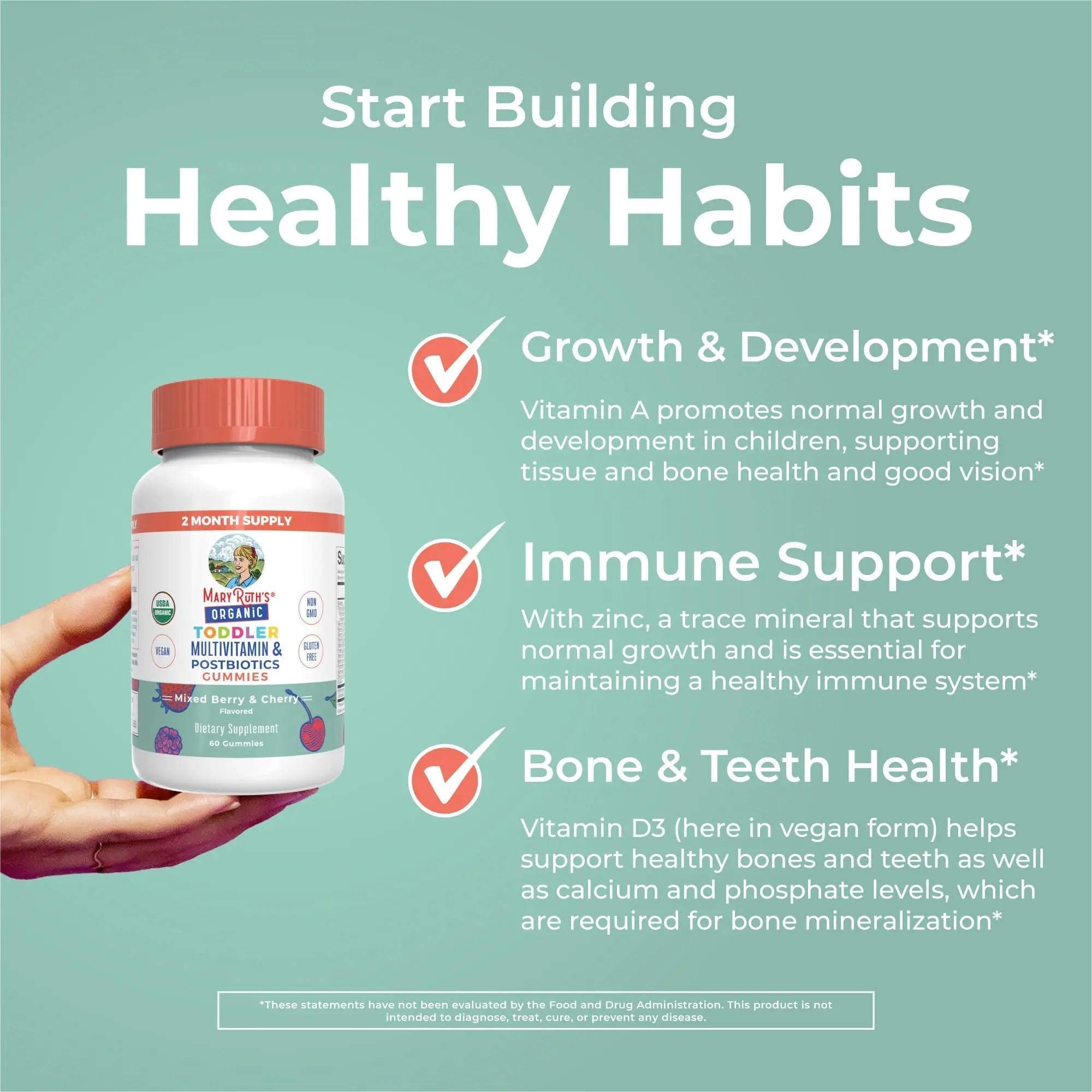 MaryRuth Organics Toddler Multivitamin Gummies + Postbiotics | USDA Organic | Vitamins for Kids Ages 2+ | Immune Support | Vitamin C | MaryRuth Organics uk supplements