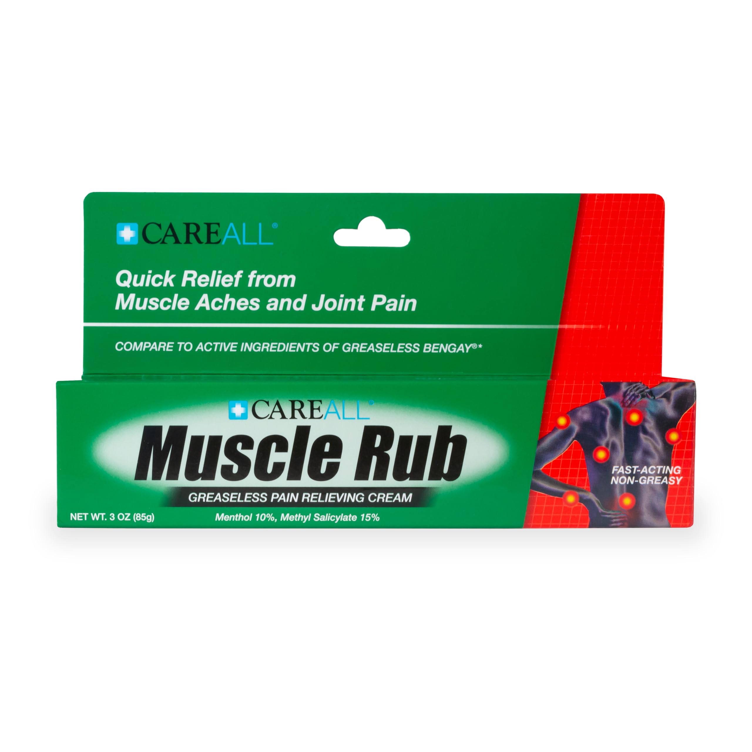 CareAll Muscle Rub Non-Greasy Cream 3.0 oz. Ultra Strength. Relief from Minor Aches and Pains in Muscles and Joints. 10% Menthol & 15% Methyl Salicylate CareAll uk supplements