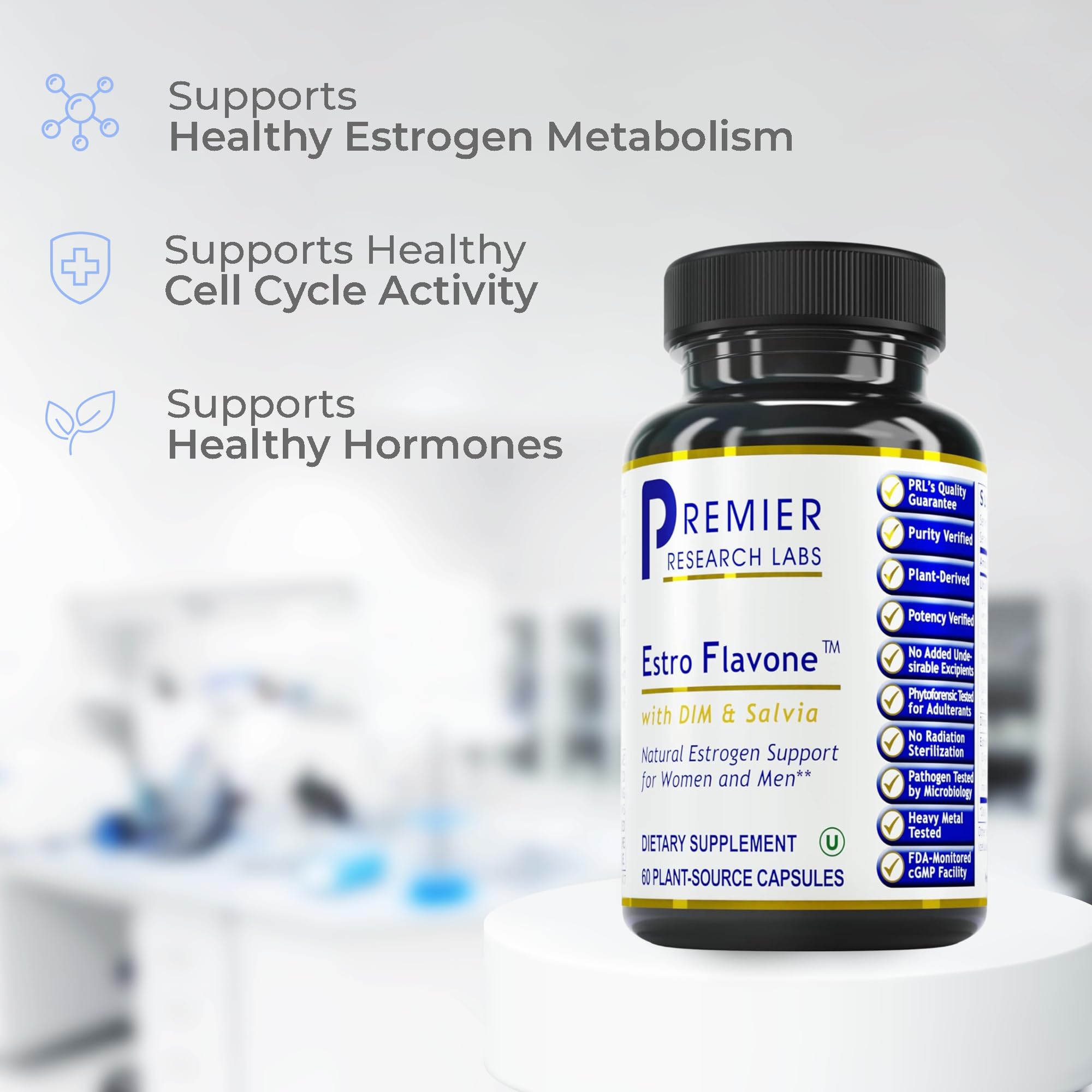Premier Research Labs Estro Flavone - DIM Supplement, DIM Complex, DIM for Men & Women, Diindolylmethane Estrogen Support, Hormone Balance Support - 60 Vegetarian Capsules Premier Research Labs uk supplements