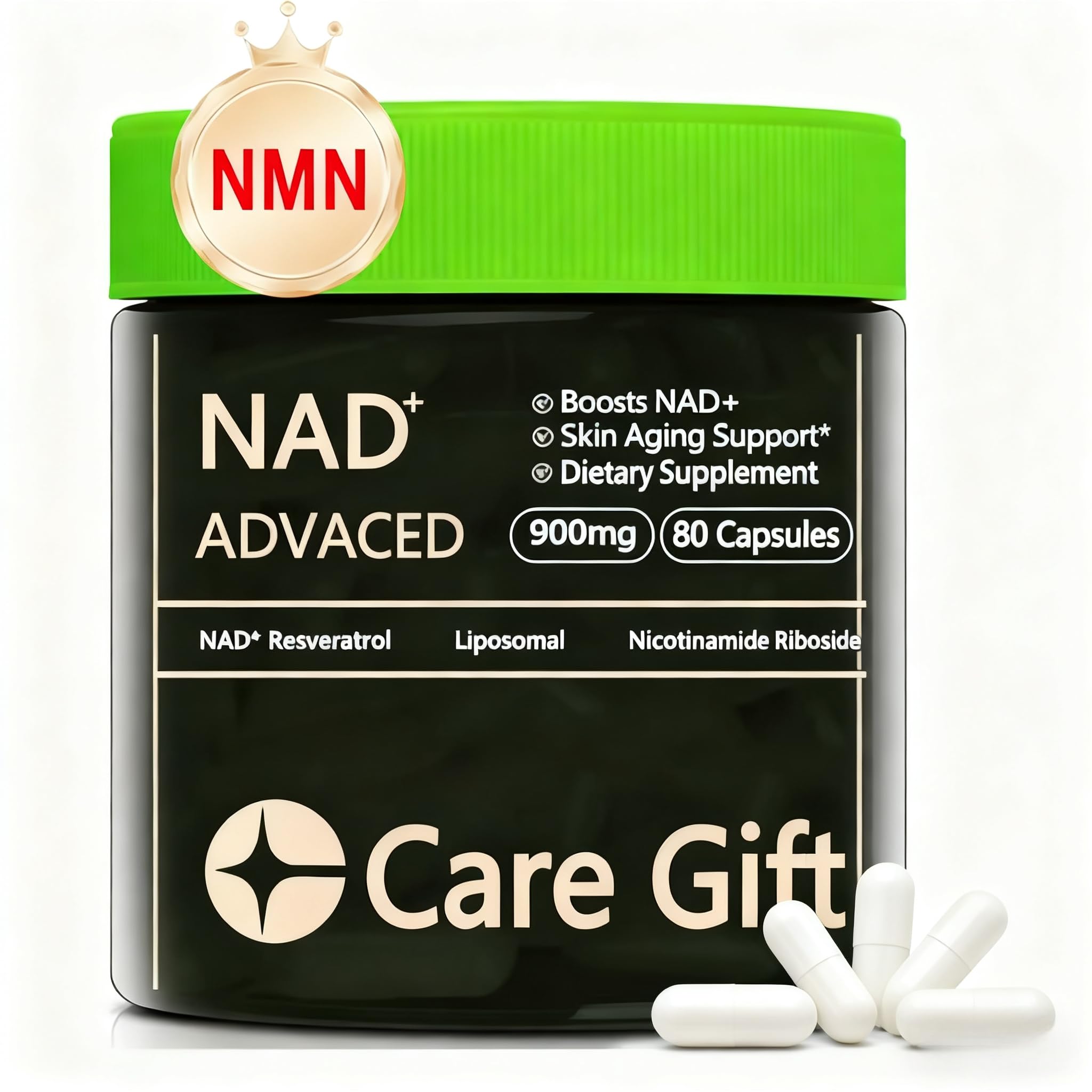 CARE GIFT NAD Supplement, NAD Nicotinamide Riboside Resveratrol 900mg - Liposomal NAD Supplements for Women & Men,NMNH Supplement Alternative for Energy, Focus, Anti-Aging (1 Pack) CARE GIFT uk supplements
