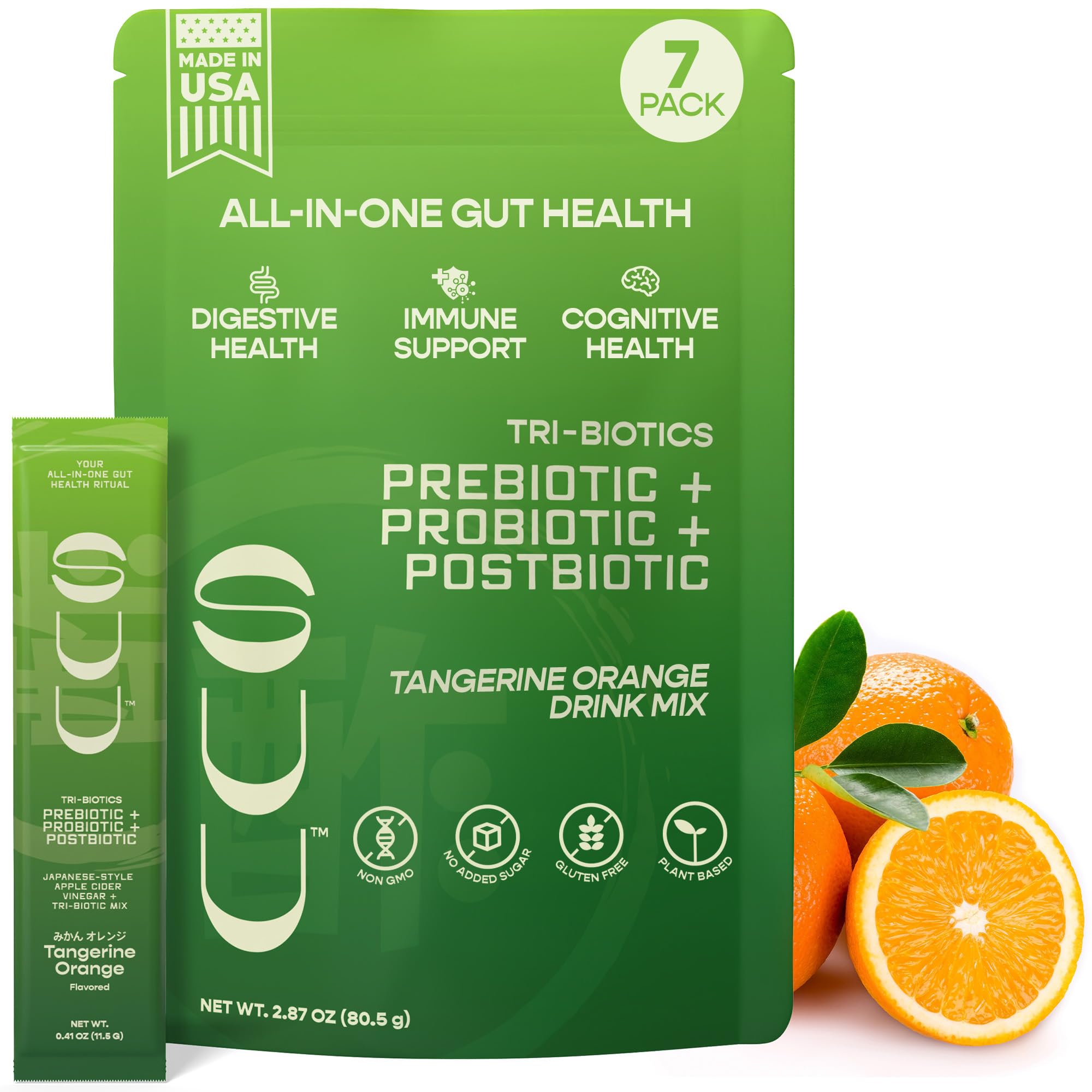 SUU Tribiotics - Prebiotic & Probiotic Drink Mix Packets for Gut Health & Digestive Health | Daily Probiotic, Cutting Mix & Immunity Supplement with Energy Support | Tangerine Orange (7-Pack) SUU uk supplements