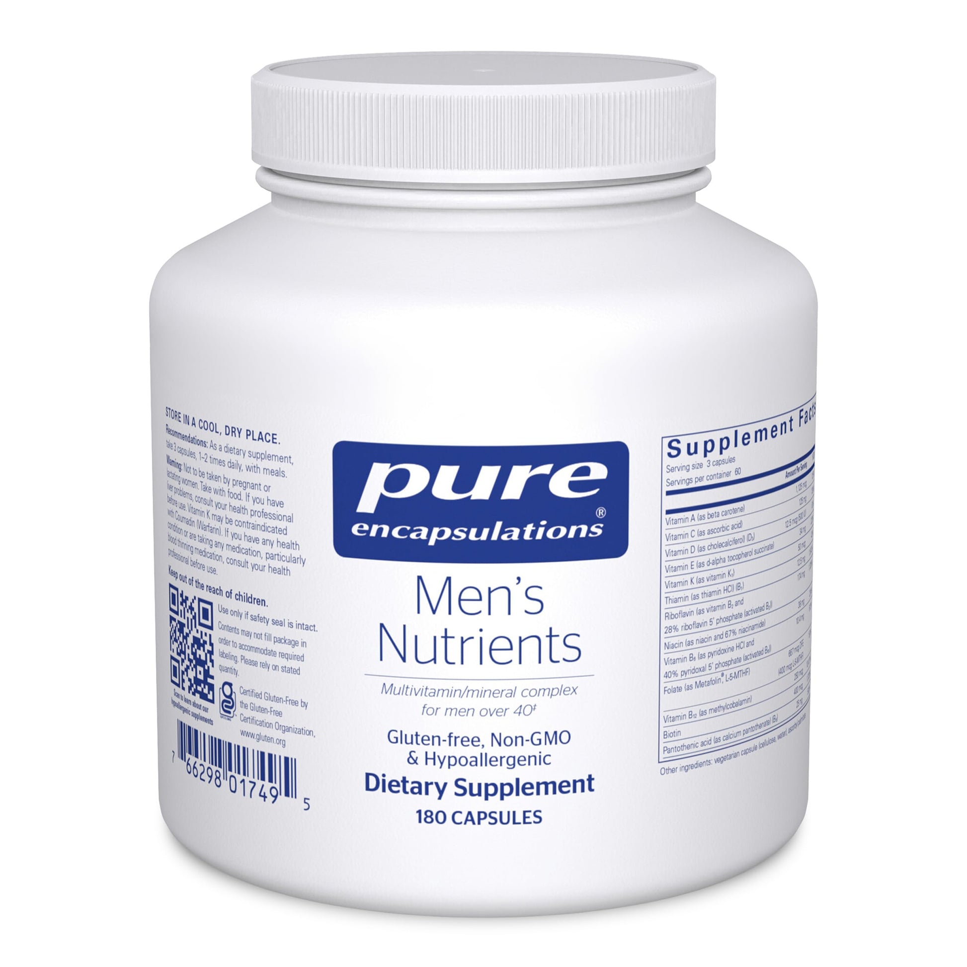 Pure Encapsulations Men's Nutrients - Multivitamin Mineral Supplement to Support Energy, Endurance & Stamina in Men Over 40* - with Vitamin D, Vitamin C & Trace Minerals - 180 Capsules Pure Encapsulations uk supplements