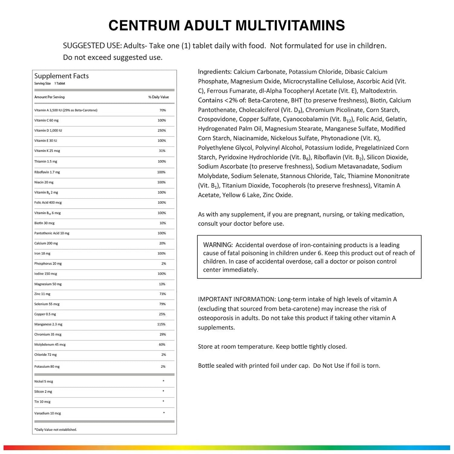 Centrum Adult Multivitamin/Multimineral Supplement with Antioxidants, Zinc, Vitamin D3 and B Vitamins, Gluten Free, Non-GMO Ingredients - 200 Count Centrum uk supplements