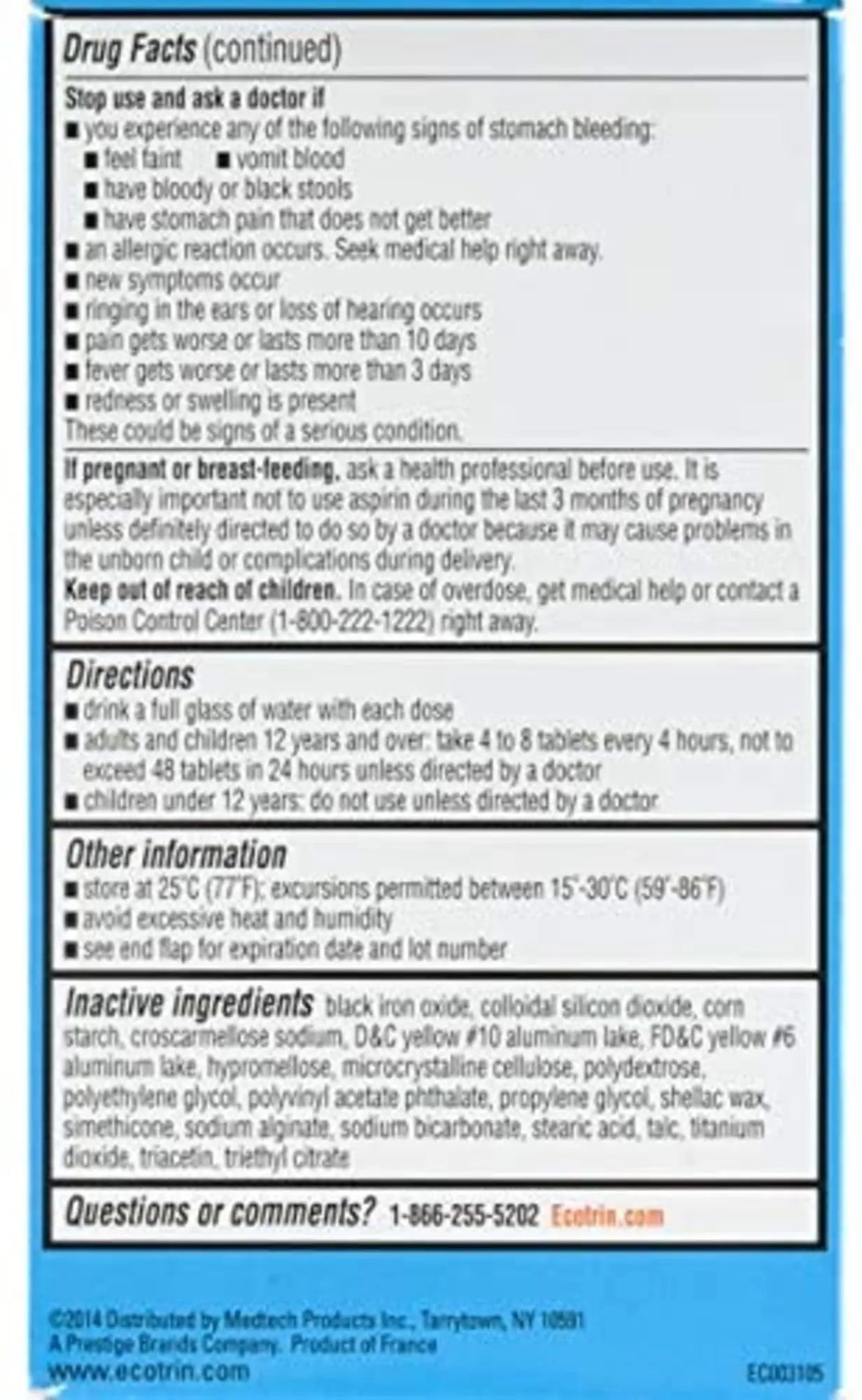 Ecotrin Low Strength Aspirin Arthritis Pain Relief, Safety Coated 81mg Aspirin Tablets for Arthritis, Toothache & Headache Relief, 365 Count Ecotrin uk supplements