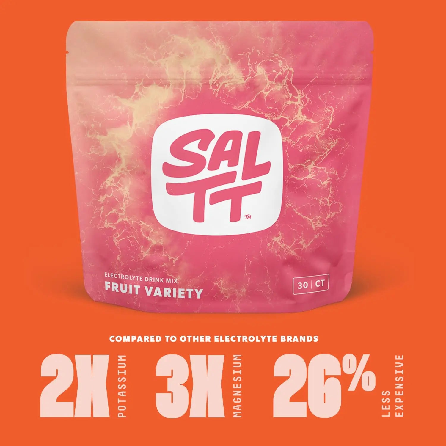 SALTT Electrolytes Powder Packets, Fruit Variety Pack (30 Packets) - Magnesium, Potassium, Sodium, Trace Minerals - Vegan, Sugar Free, Gluten Free - Travel Essentials - Made in USA Keto Chow uk supplements