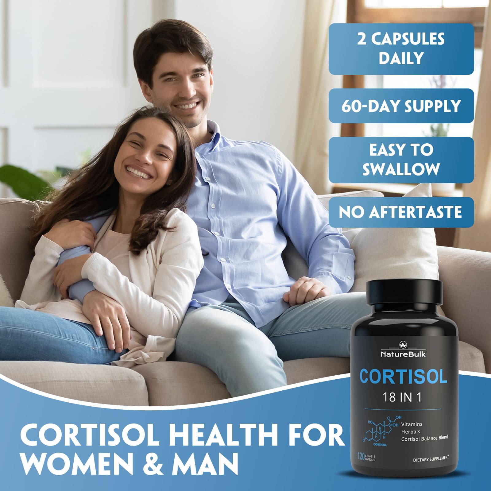 NATUREBULK Cortisol Supplements for Women, 18-in-1 - Premium Blend with Ashwagandha, Rhodiola, Magnesium & L-Theanine - Stress Response Support & Mood Enhancement Formula - 120 Vegetarian Capsules NATUREBULK uk supplements