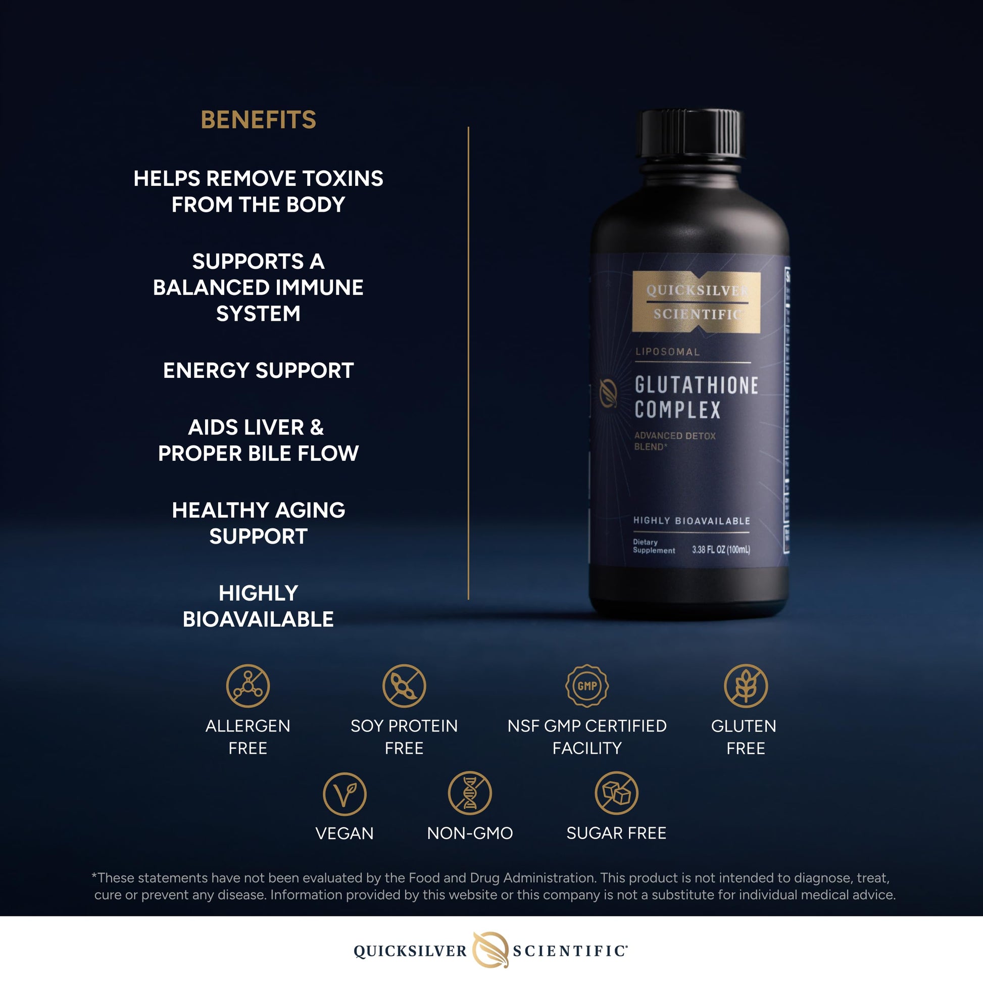 Quicksilver Scientific Glutathione Complex - Superior Absorption Antioxidant Supplement with Liquid Glutathione & Milk Thistle - Vitamin B Complex - Supplement for Daily Use (3.38 fl oz) Quicksilver Scientific uk supplements