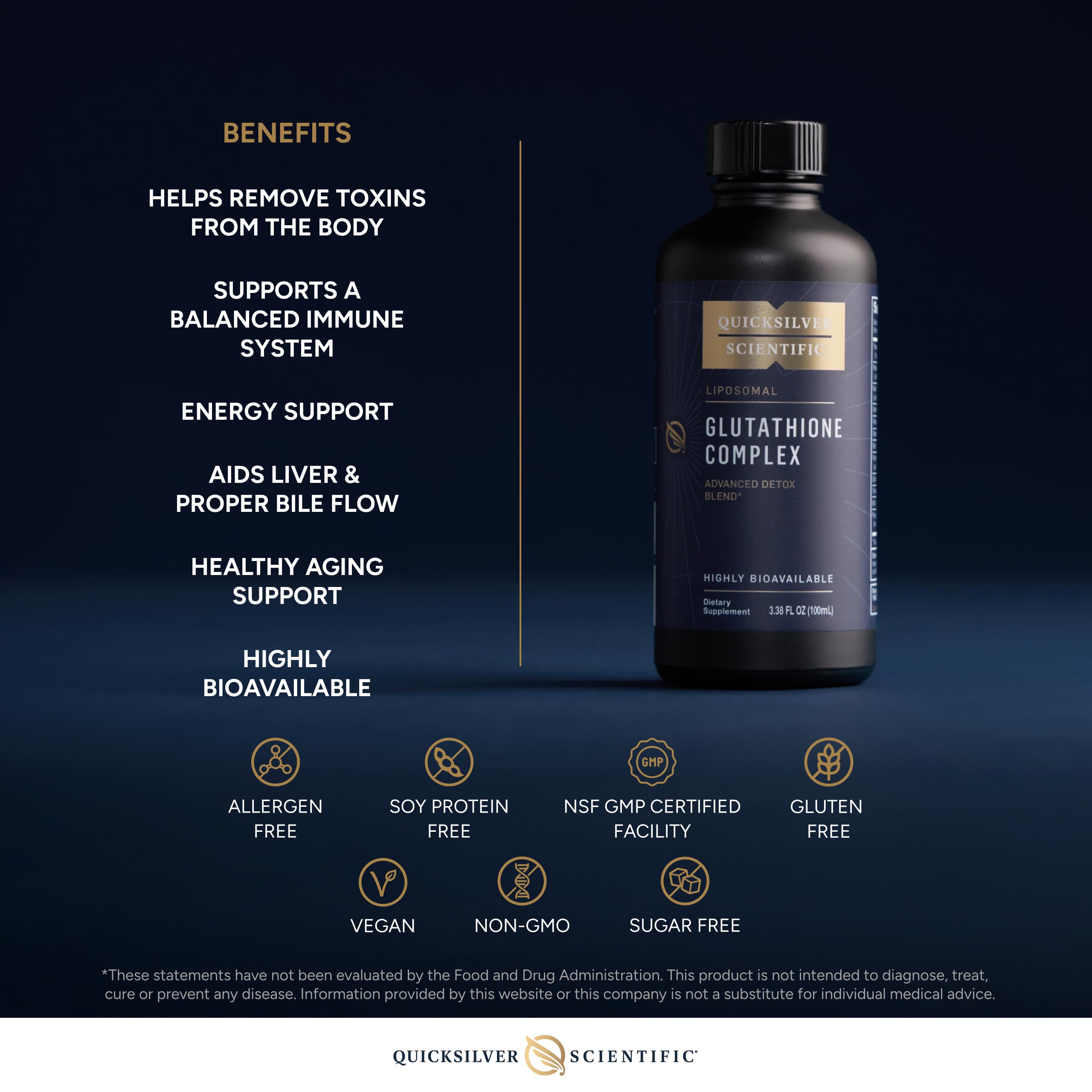 Quicksilver Scientific Glutathione Complex - Superior Absorption Antioxidant Supplement with Liquid Glutathione & Milk Thistle - Vitamin B Complex - Supplement for Daily Use (3.38 fl oz) Quicksilver Scientific uk supplements