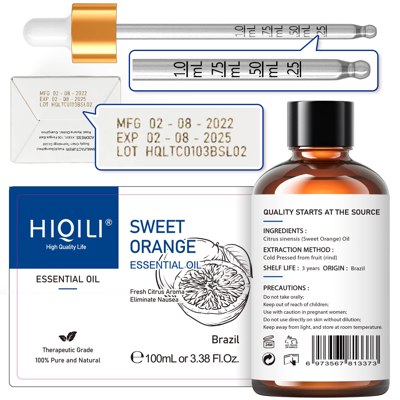 HIQILI Sandalwood Essential Oil and Sweet Orange Essential Oil, 100% Pure Natural for Diffuser - 3.38 Fl Oz HIQILI uk supplements