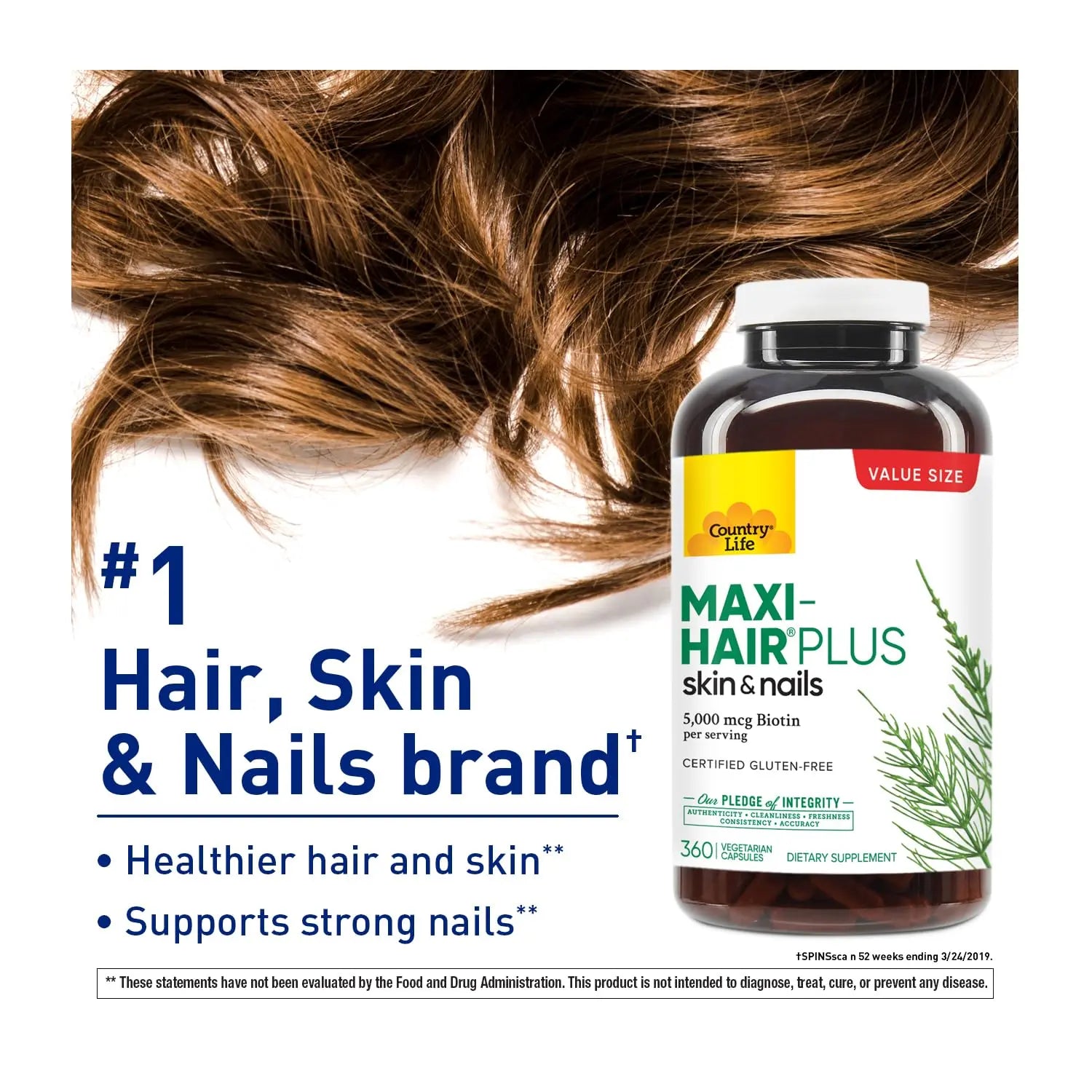 Country Life Maxi-Hair Plus 5000 mcg Biotin, 360 Capsules, Certified Gluten Free, Certified Vegetarian Country Life uk supplements