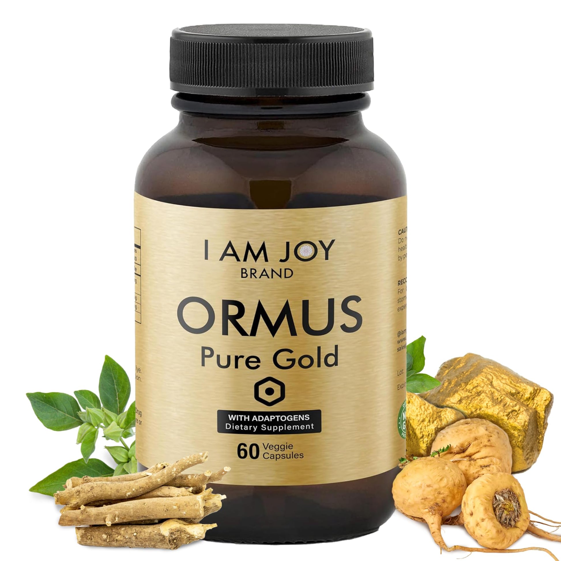 I Am Joy co. Ormus Gold Capsules Monoatomic Elements with Adaptogens Maca and Ashwaganda | May Help Balance Mood, Decalcify Pineal Gland, Repair DNA, Enhance Relaxation - 60 Vegan Capsules I Am Joy co. uk supplements