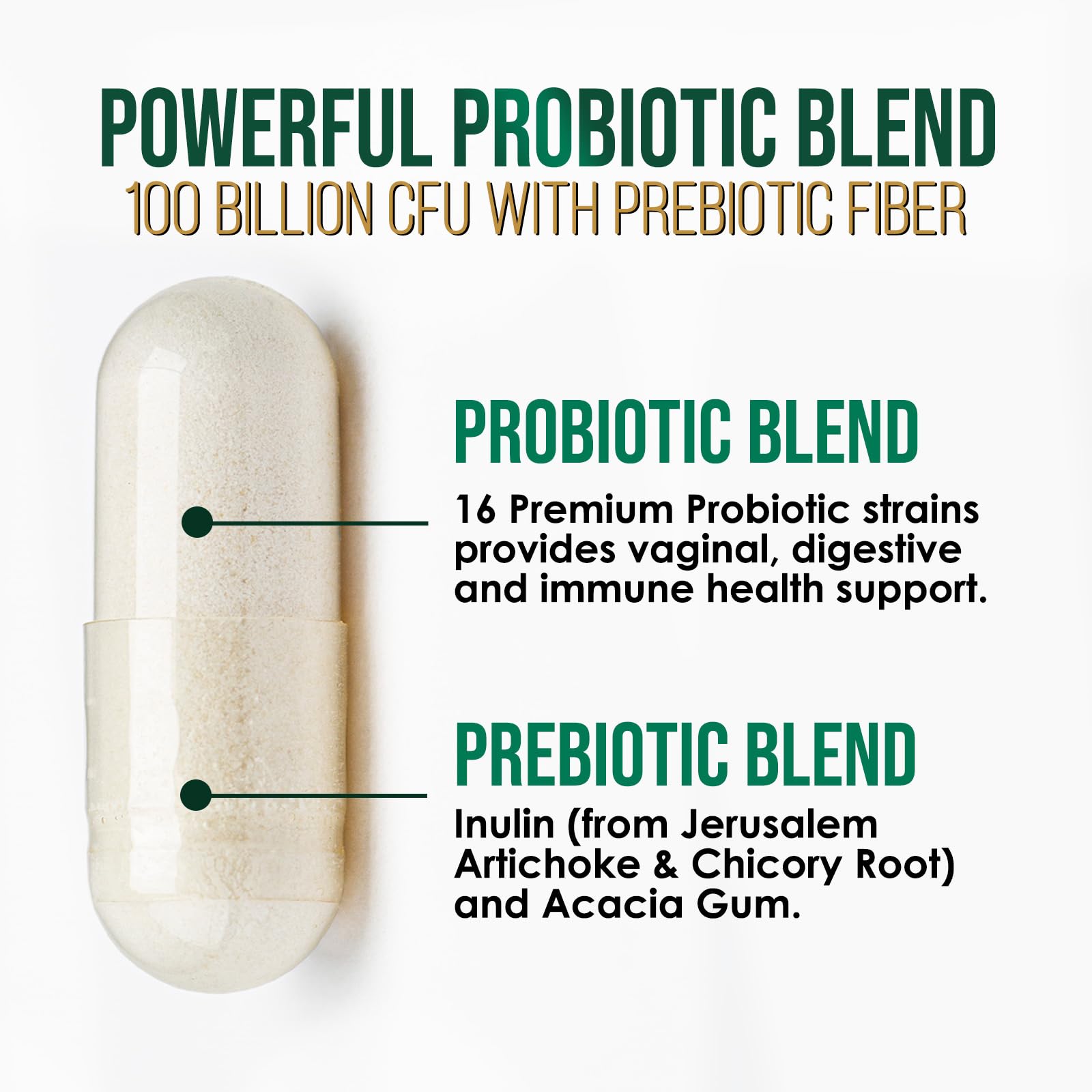 Probiotics 100 Billion CFU Per Serving - 16 Premium Probiotic Strains Prebiotics - Immune Support, Gut Health, Occasional Constipation, Gas & Bloating, Probiotics Supplement, USA Bottled, 60 Capsules Nature's Peak uk supplements