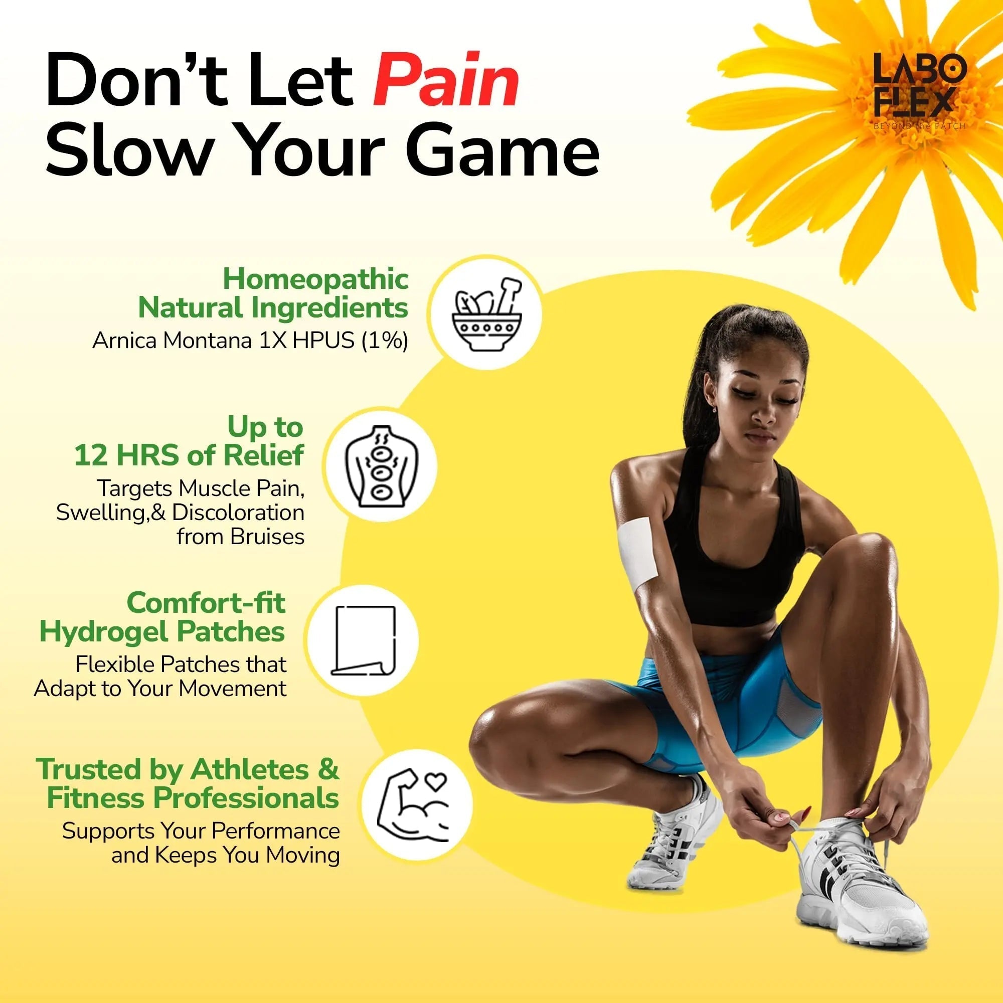 LABOFLEX Arnipatch Natural Arnica Pain Relief Hydrogel Patches – Long Lasting Relief for Muscle Soreness, Swelling, Inflammation, Stiffness & Injury on Back, Knee & Neck (Box, 10, Count) LABOFLEX uk supplements