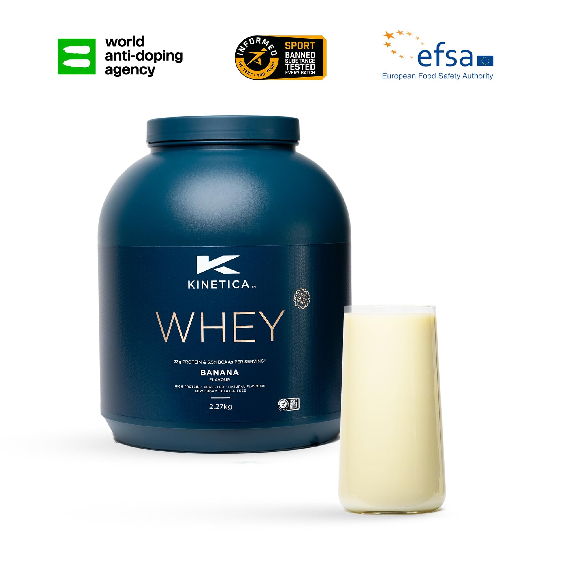 Kinetica Banana Whey Protein Powder | 2.27kg | 23g Protein per Serving | 76 Servings Kinetica uk supplements