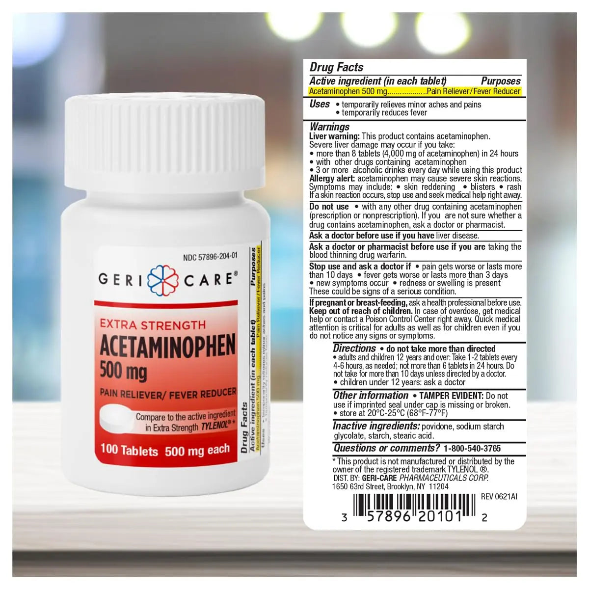 GeriCare Extra Strength Acetaminophen Pain Relief Fever Reducer Tablets, Strength 500mg Tablet | Joint, Muscle, Arthritis, Back Pain, Body Pain Relief, 100 Count (Pack of 2) GeriCare uk supplements