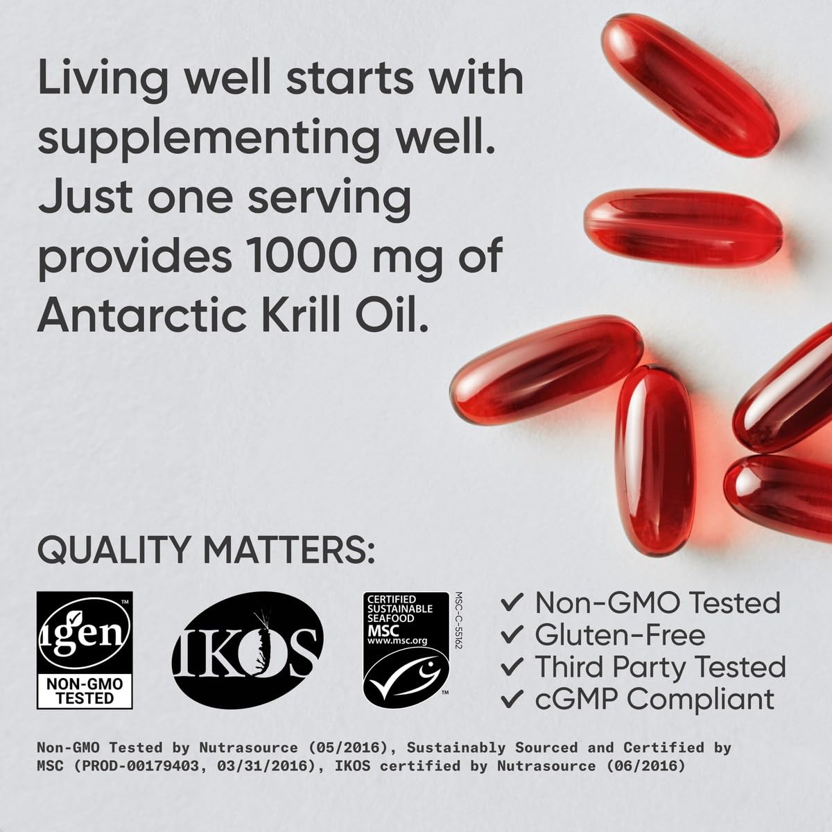 Sports Research® Omega-3 Krill Oil 1000mg - Pure Antarctic Superba Krill with Phospholipids, Choline & Astaxanthin - MSC Certified Sustainable · Non-GMO · Gluten Free - 60 Softgels Sports Research uk supplements