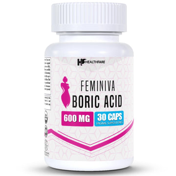 HealthFare Feminiva Boric Acid Vaginal Suppositories - 30 Count, 600mg, Intimate Health Support - 100% Healthfare uk supplements