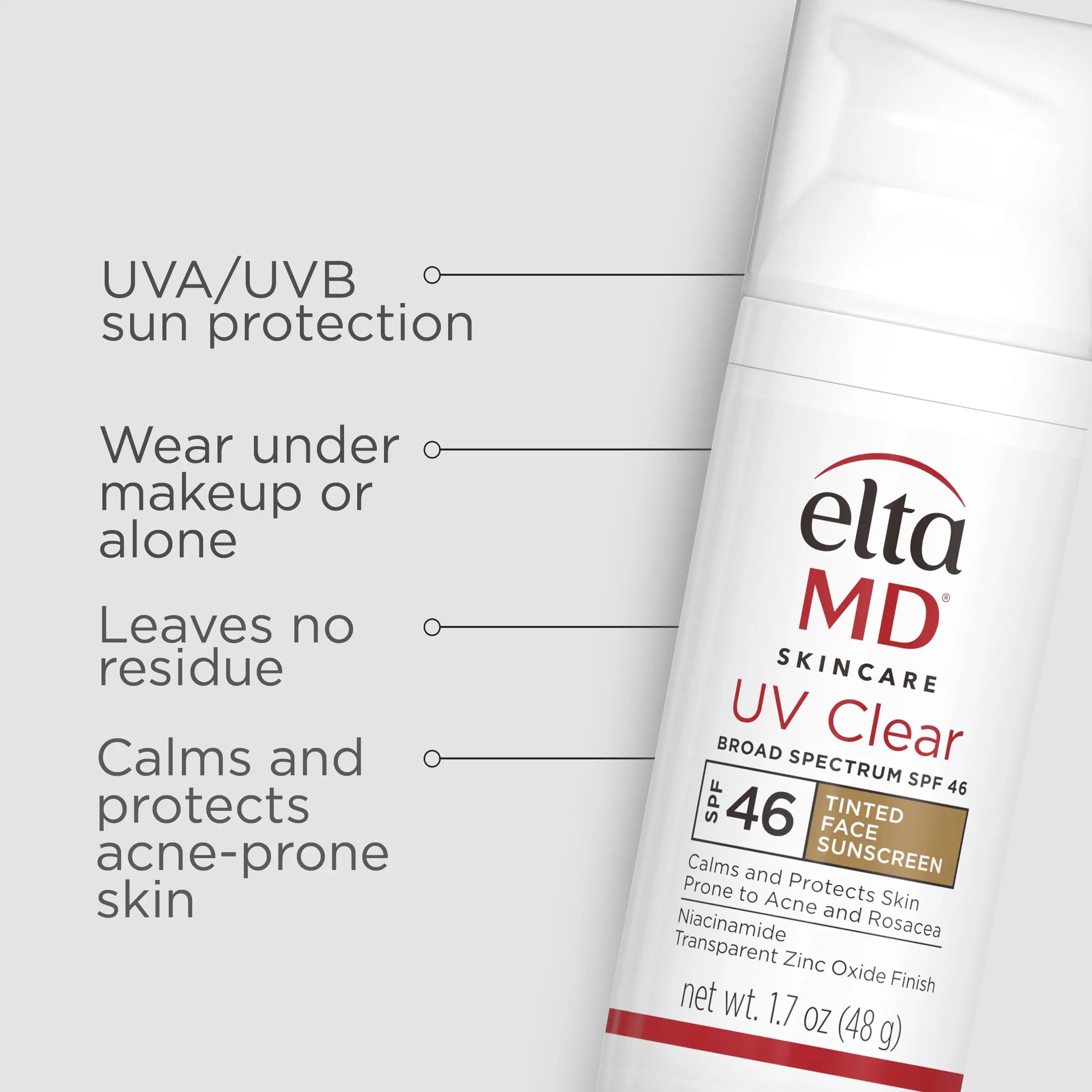 EltaMD UV Clear Tinted Sunscreen for Face, SPF 46 with Zinc Oxide, Oil-Free, Dermatologist Recommended, For Acne-Prone Sensitive Skin, 1.7 oz EltaMD uk supplements