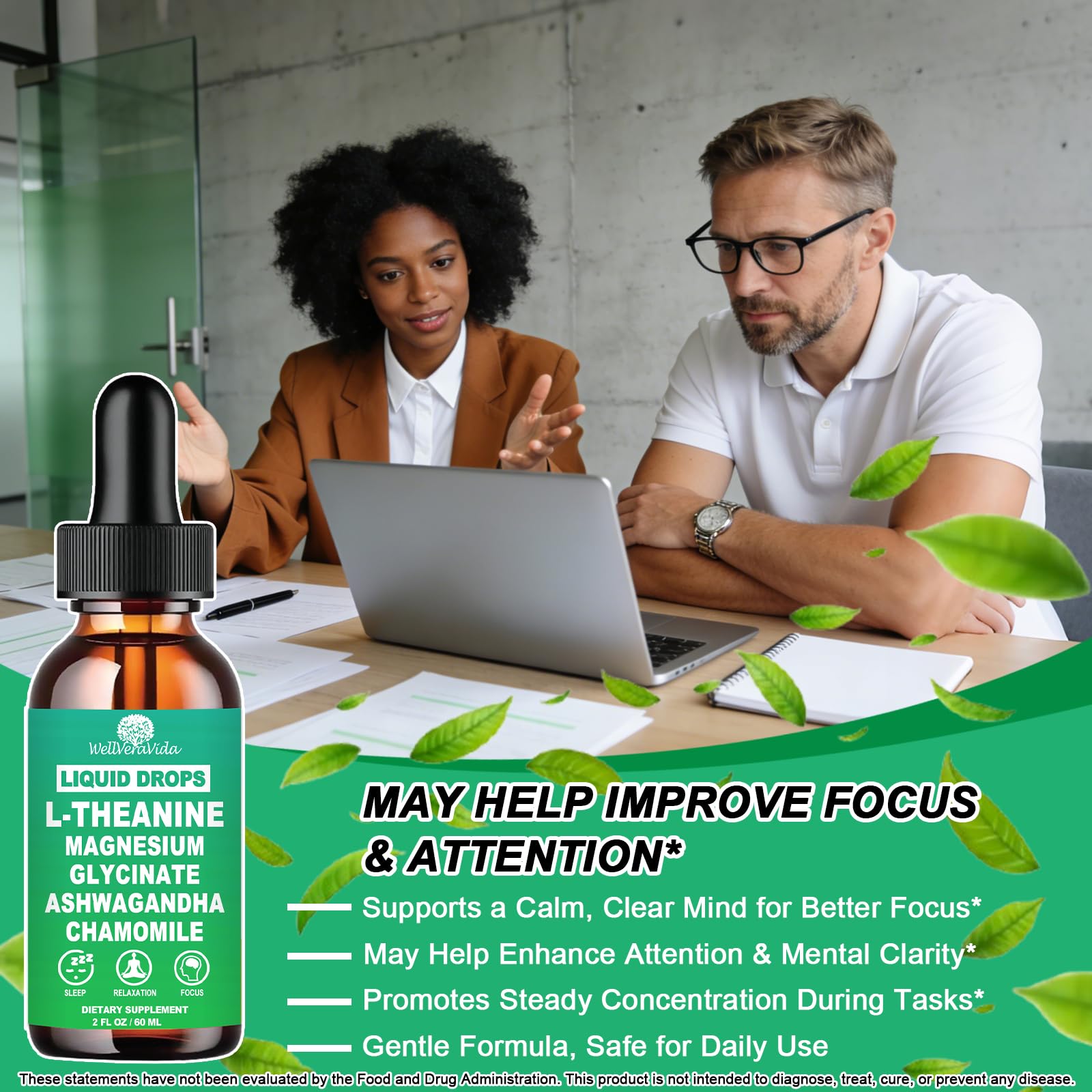 L theanine Liquid Drops, Theanine Supplement With Magnesium Glycinate & Ashwagandha for Sleep, Relaxation & Focus Support, High Absorption Liquid L Theanine 200mg for Adults & Kids丨Vegan, Non-GMO, 2oz WellVeraVida uk supplements