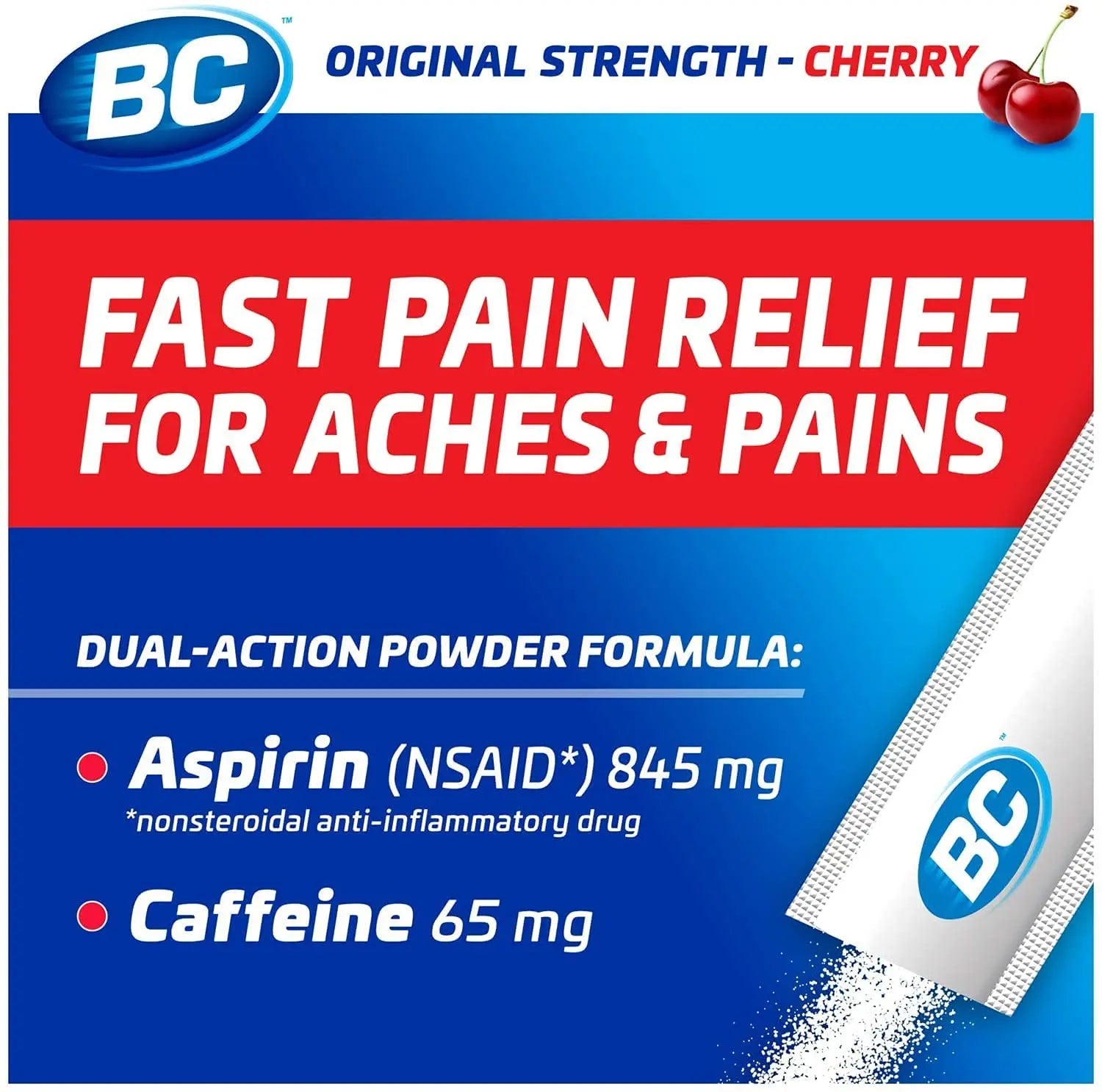 BC Powder Pain Reliever, Cherry Flavor Aspirin Dissolve Packs, 24 Count Powder Packets (6 Pack) BC uk supplements