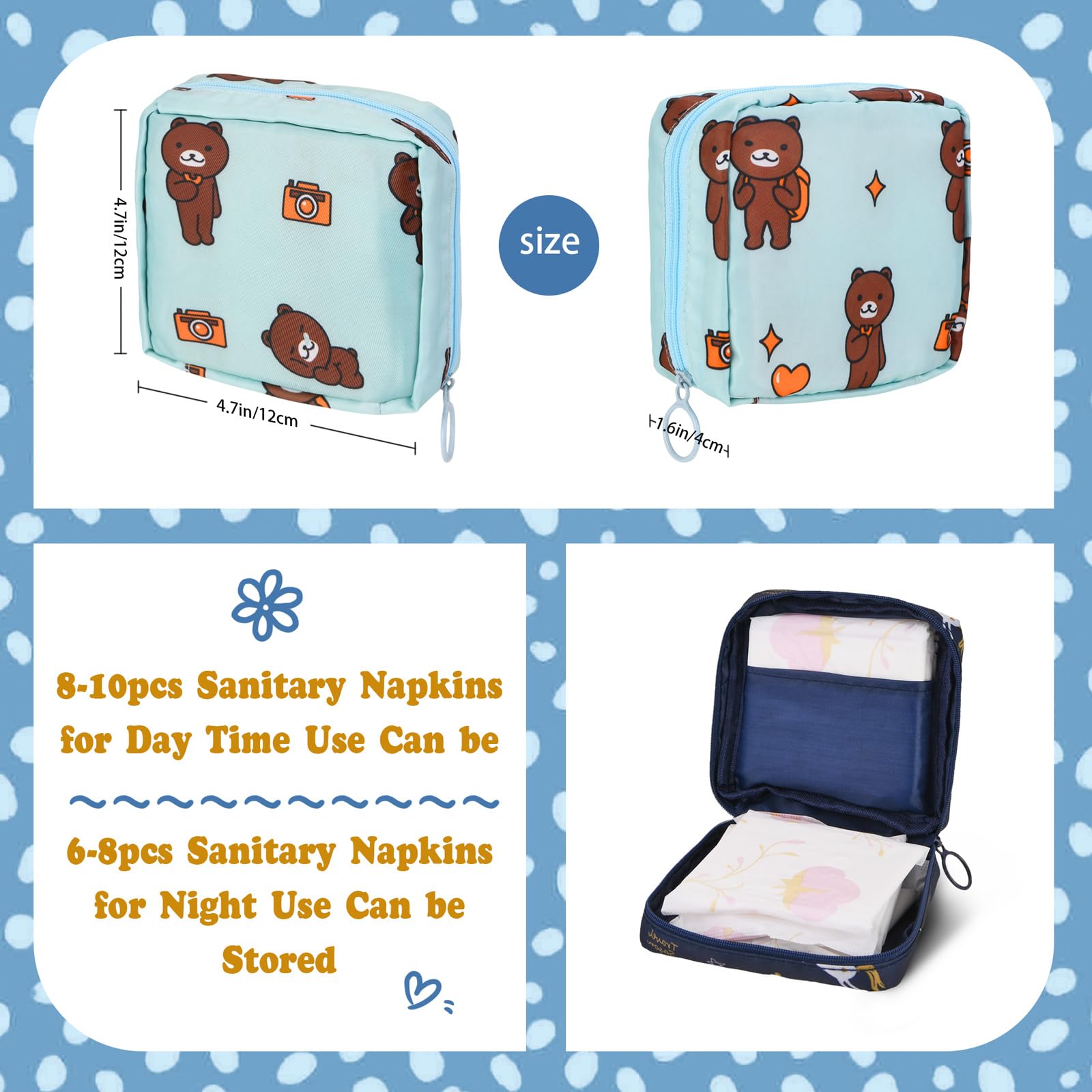 4Pcs Period Bag, Sanitary Pad Storage Bag Samll Period Pouch for Purse Cute Menstrual Period Bag Aster uk supplements