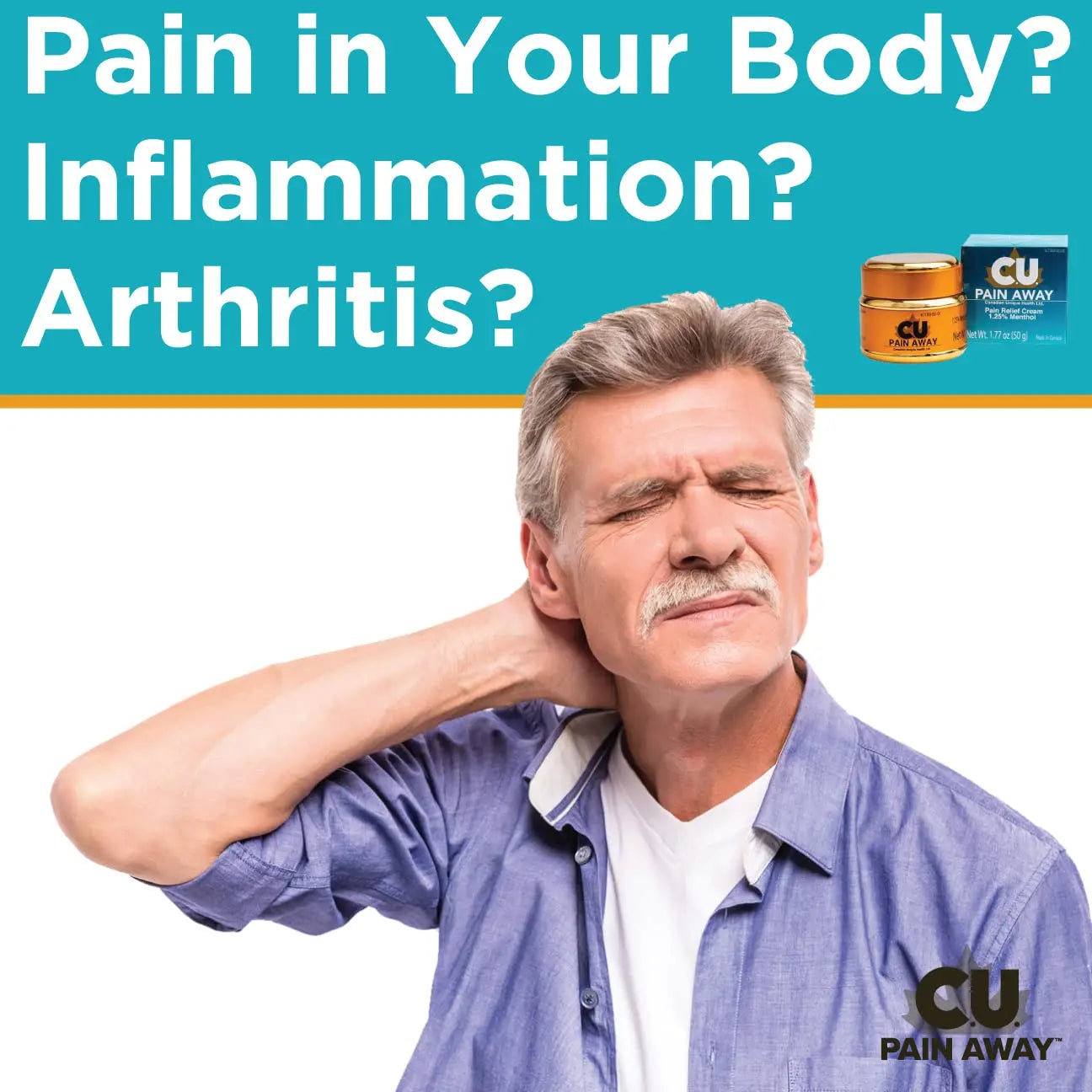 Arthritis Pain Relief Cream - C.U. Pain Away. Reduce Inflammation, Improve Mobility, Rapid Relief. Effective Muscle and Joint Pain Relief. All-Natural Ingredients. C.U. Pain Away uk supplements
