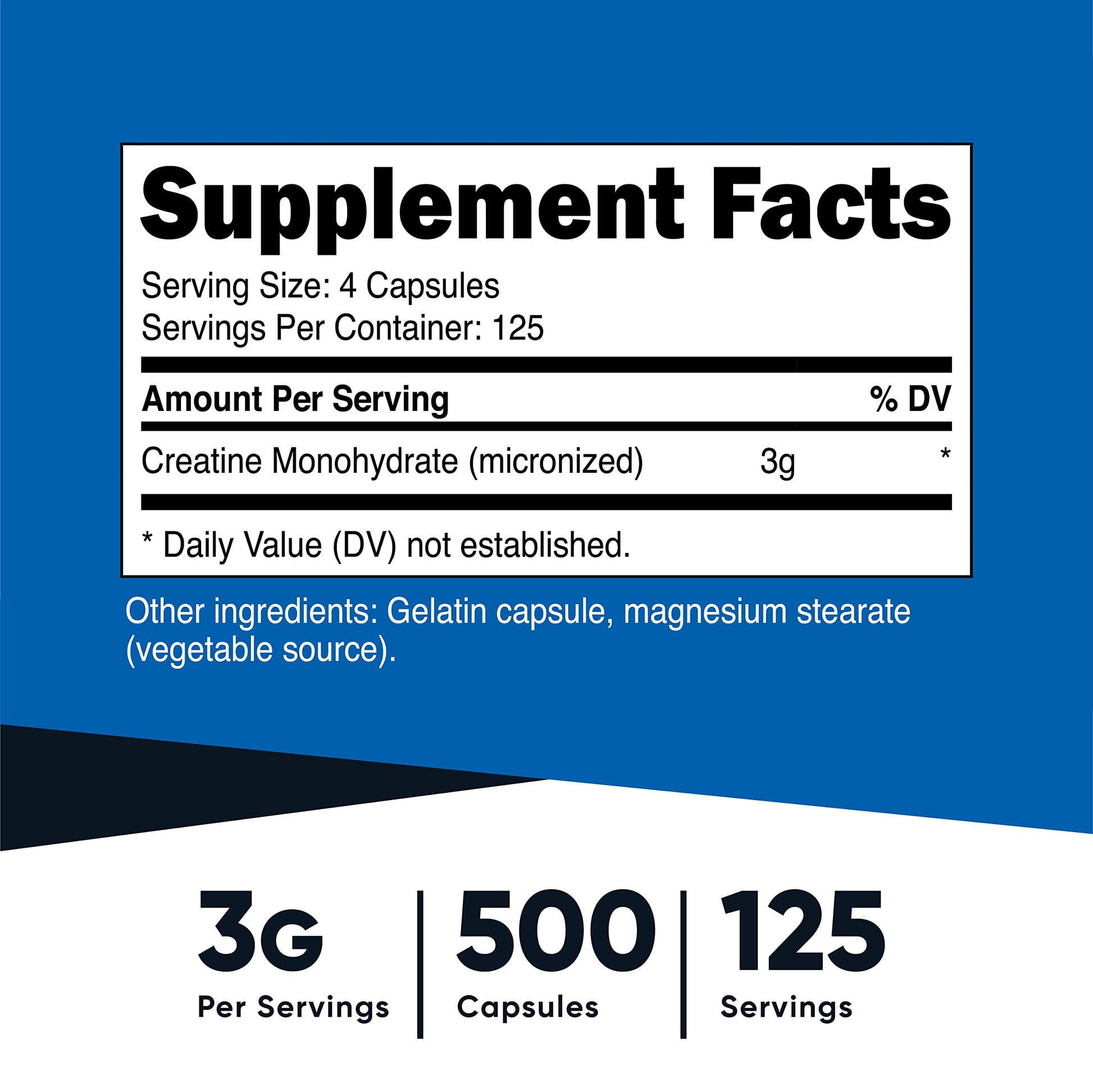 Nutricost Creatine Monohydrate 3000mg (750mg Per Cap), 500 Capsules (3 Bottles) Nutricost uk supplements