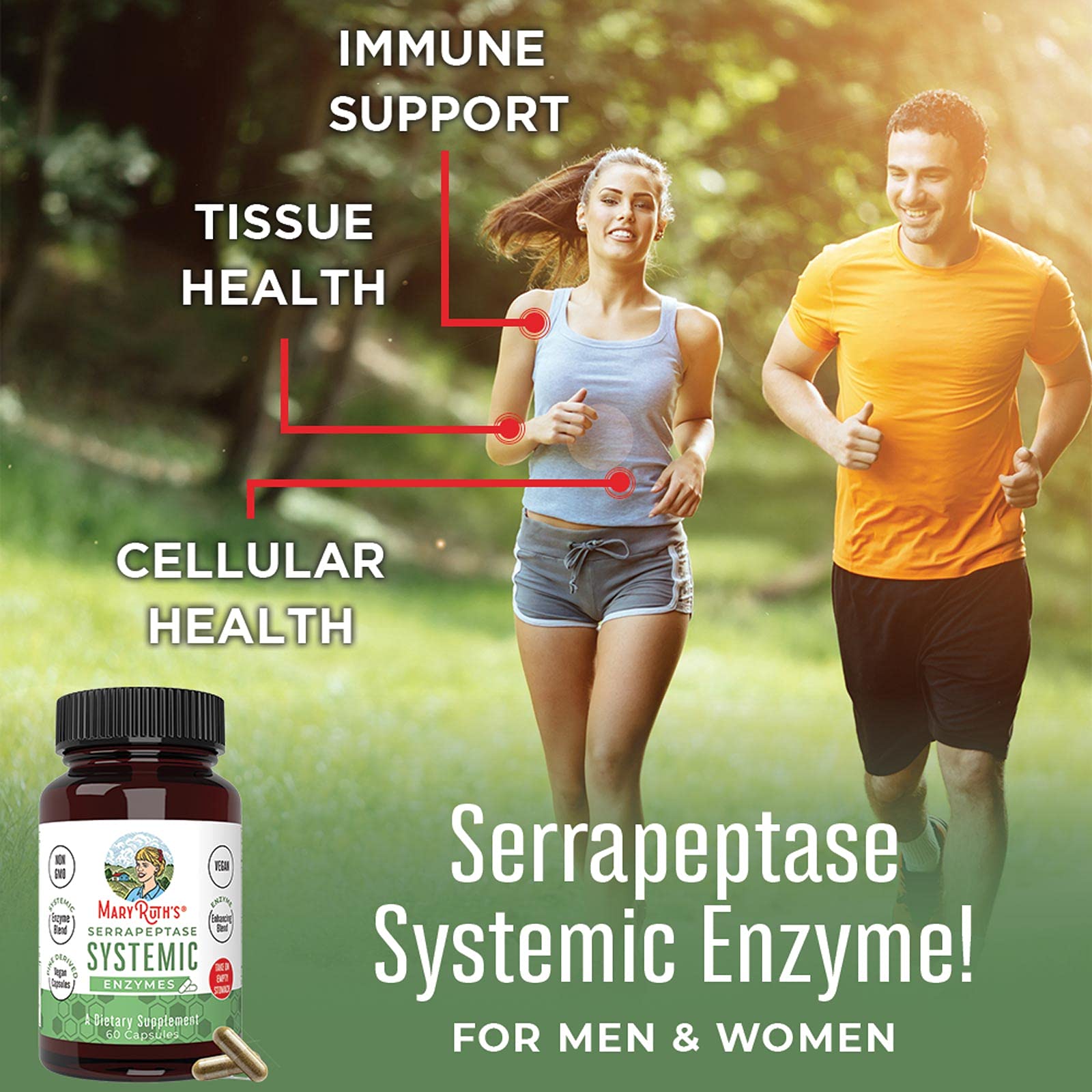 MaryRuth Organics Serrapeptase Enzymes Capsules | Up to 2 Month Supply | Enzyme Supplement for High Potency Sinus Relief Pills| Tissue Health and Cellular Health | Vegan | Gluten Free | 60 Count MARYRUTH'S uk supplements
