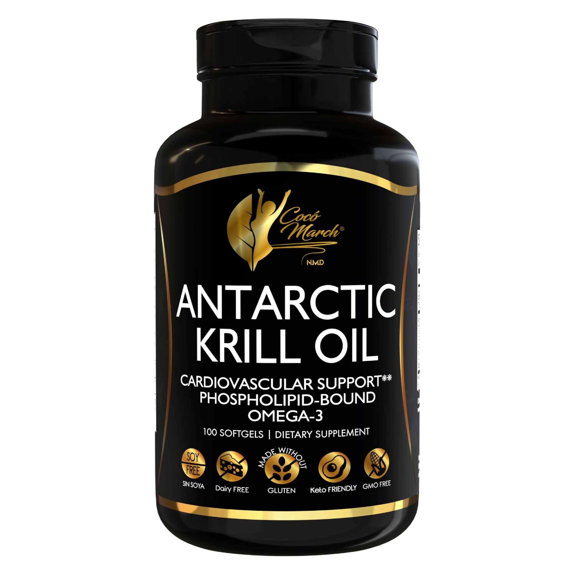Cocó March N.M.D Pure Antarctic Krill Oil 1000mg – Omega 3 Fish Oil Supplement with EPA, DHA, Choline & Astaxanthin – Fast Absorption, Immune, Heart & Joint Support for Men & Women – 100 Softgels Cocó March N.M.D uk supplements