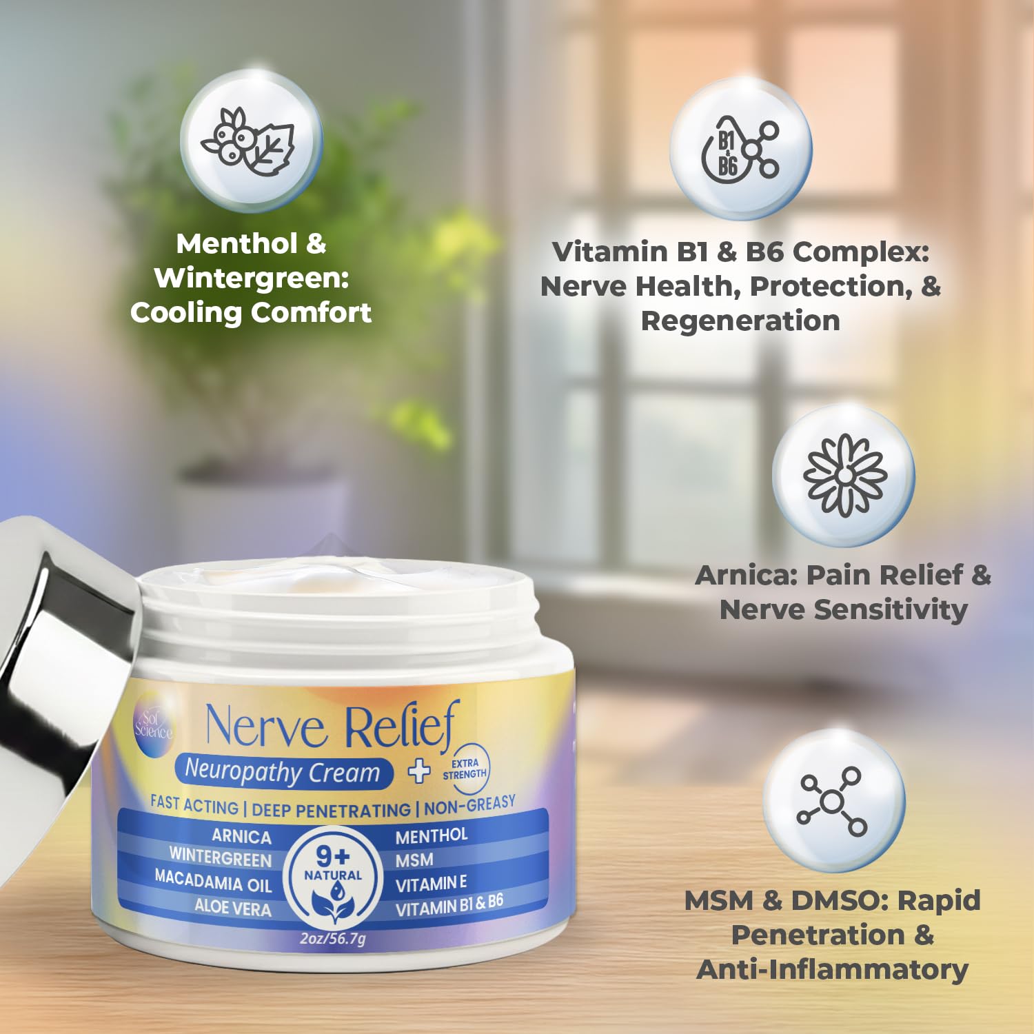 PURPLE CANYON Nerve Pain Relief Cream for Neuropathy – for Feet & Legs | MSM, Arnica, Alpha Lipoic Acid | Fast-Absorbing, Non-Greasy Formula | 2 oz PURPLE CANYON uk supplements