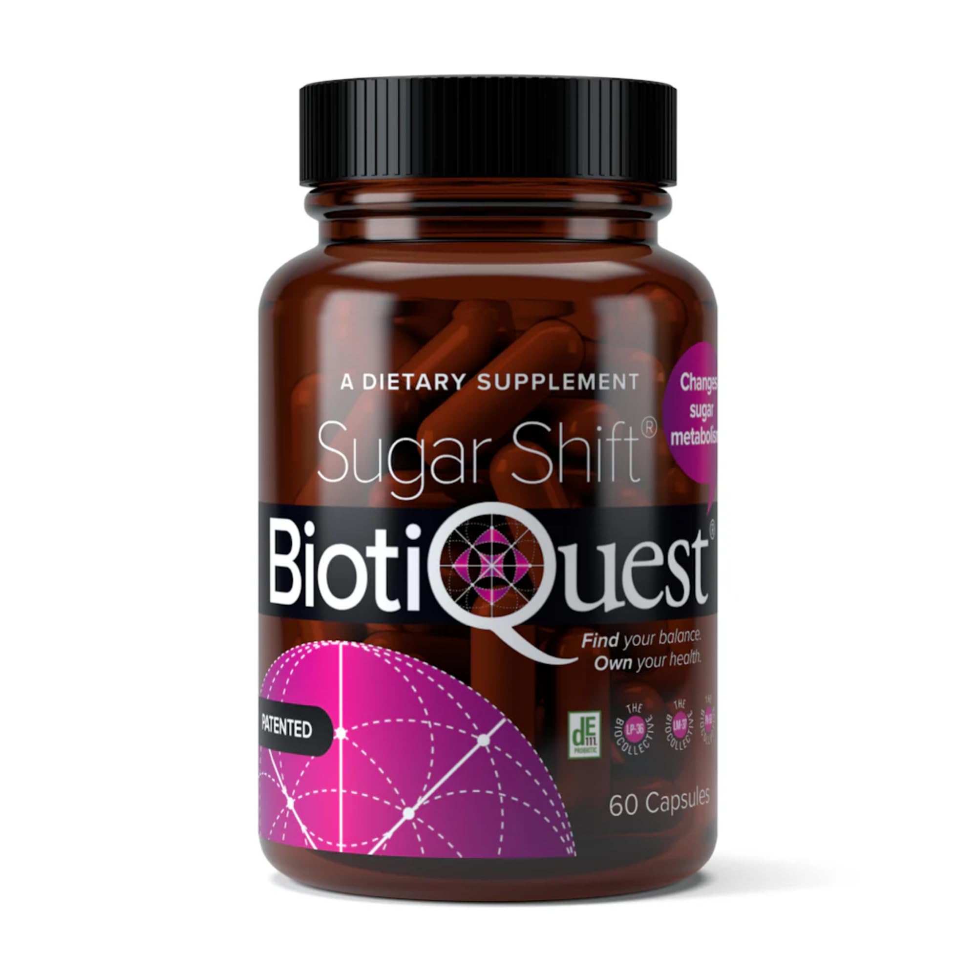 BiotiQuest Sugar Shift Probiotic | Helps Decrease Sugar & Carb Cravings and Supports Digestive Balance | 22 Billion CFU | Non-GMO, Gluten-Free, & Vegan | 60 Servings BiotiQuest uk supplements