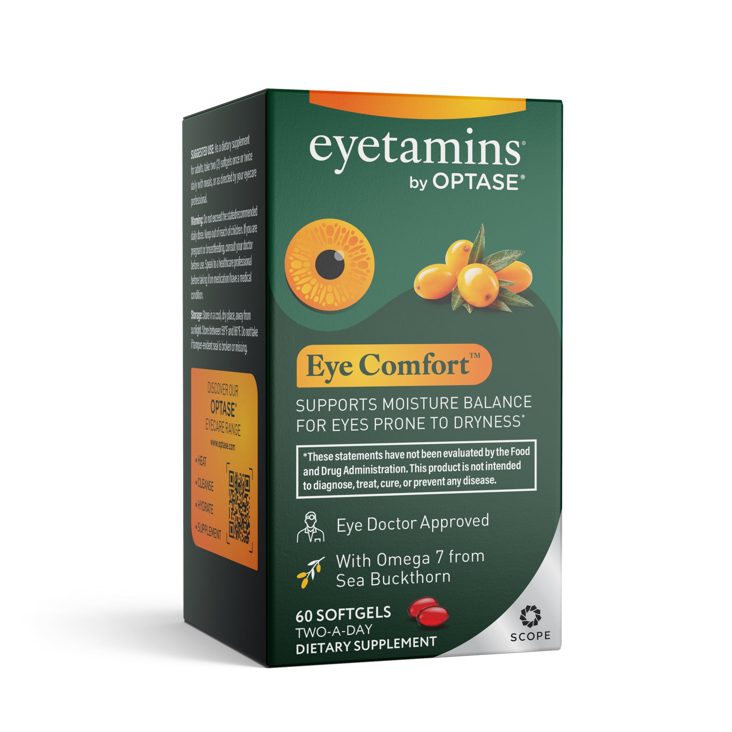 eyetamins® by OPTASE® Eye Comfort™ - 60 Softgels - Eye Doctor Recommended - an Omega-Based Eye Supplement formulated to Support Moisture Balance and Eye Comfort from Within. Plant Based Soft gels. eyetamins uk supplements