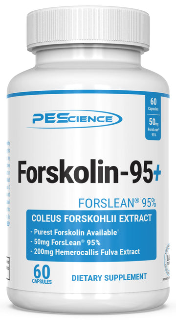 PEScience Forskolin-95+ Capsules, 95% Pure Forskolin from Coleus Forskohlii Extract with Hemerocallis Fulva Extract, Patented ForsLean, 50mg, 60 Count PEScience uk supplements