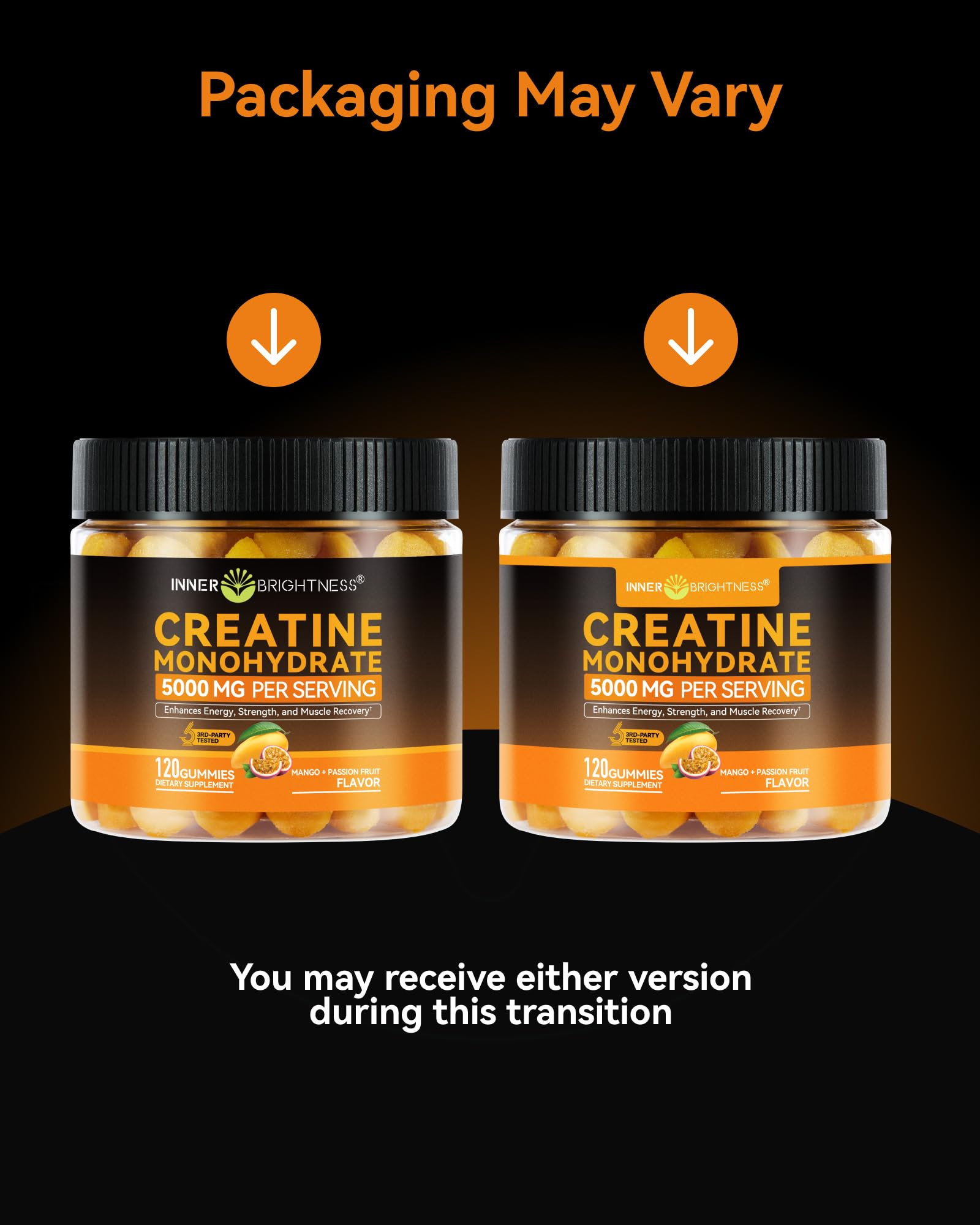 Inner Brightness Creatine Monohydrate Gummies for Men & Women 5000 mg, 3rd Party Tested, Creatine Chews for Muscle Growth, Strength & Energy Support, Sugar Free, Vegan, 120 Count, Mango Passionfruit Inner Brightness uk supplements
