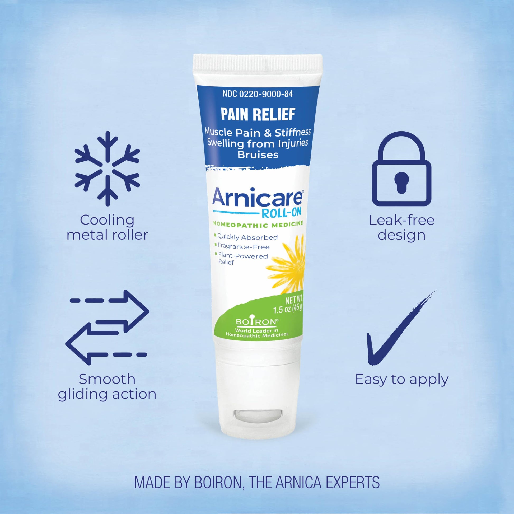 Boiron Arnicare Roll-On for Relief of Joint Pain, Muscle Pain, Muscle Soreness, and Swelling from Bruises or Injury - Cooling Metal Roller and Fragrance-Free - 1.5 oz Boiron uk supplements