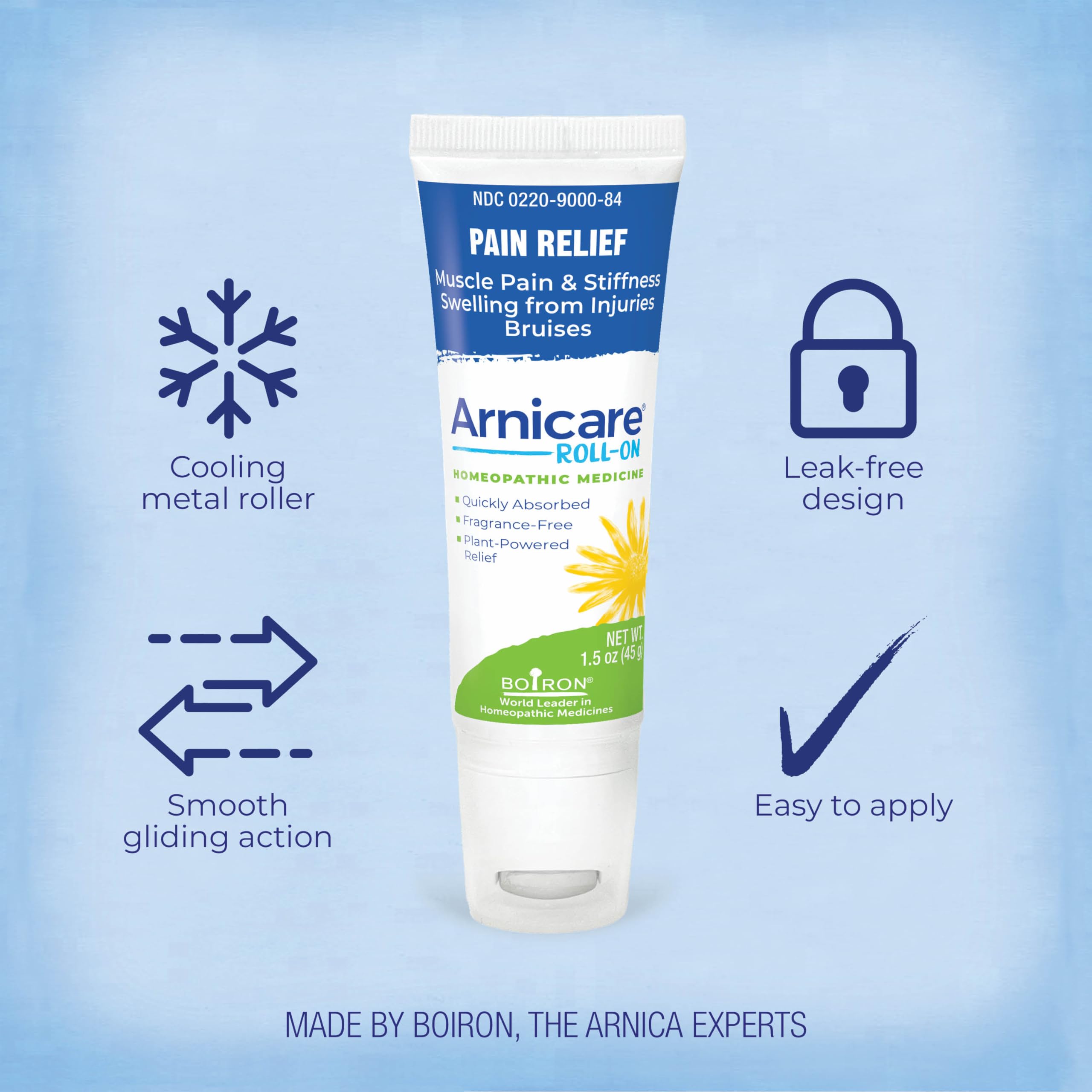 Boiron Arnicare Roll-On for Relief of Joint Pain, Muscle Pain, Muscle Soreness, and Swelling from Bruises or Injury - Cooling Metal Roller and Fragrance-Free - 1.5 oz Boiron uk supplements