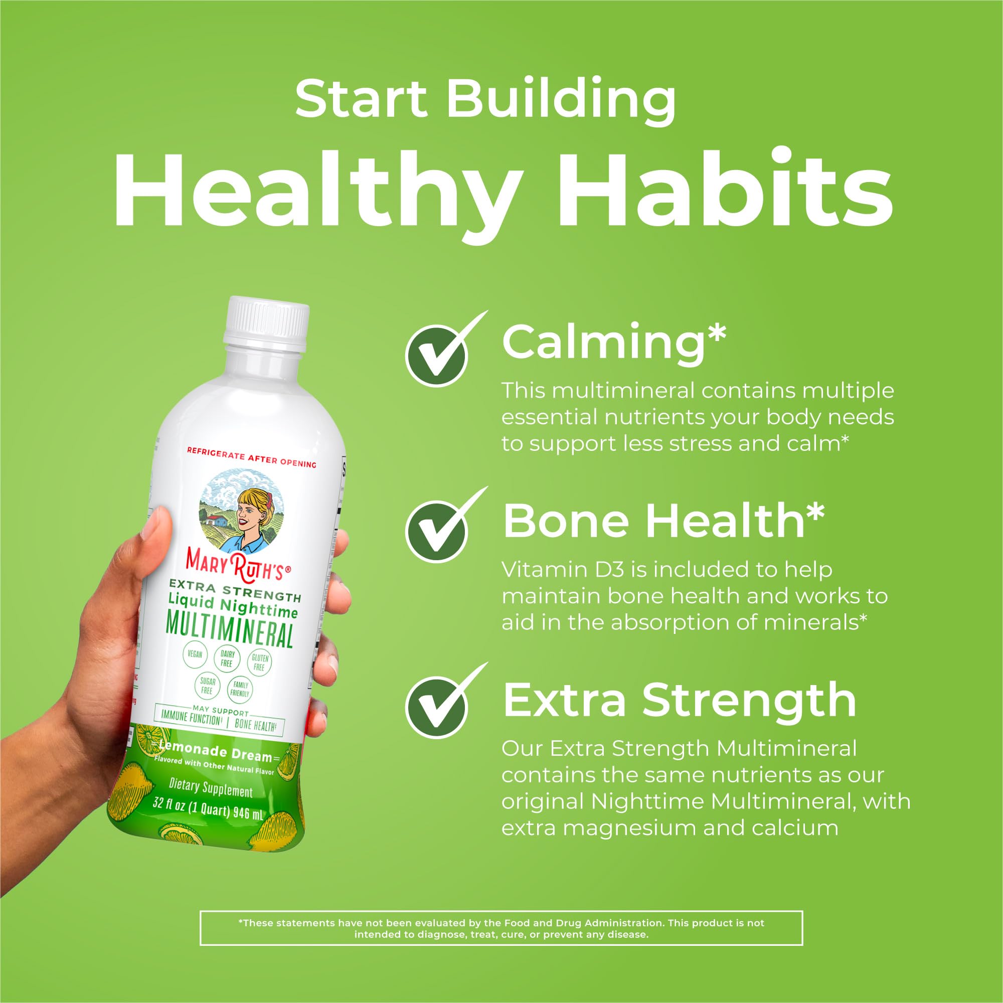 MaryRuth Organics Extra Strength Nighttime Liquid Multimineral | Sugar Free | Calm Magnesium Citrate | NO Melatonin | Calcium Magnesium Zinc | Muscle Relaxation | Lemonade Flavor | Vegan | 32 Serving MARYRUTH'S uk supplements